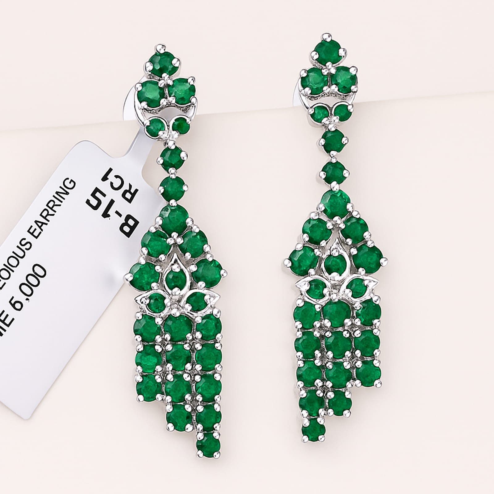 Emerald Tassel Statement Earrings