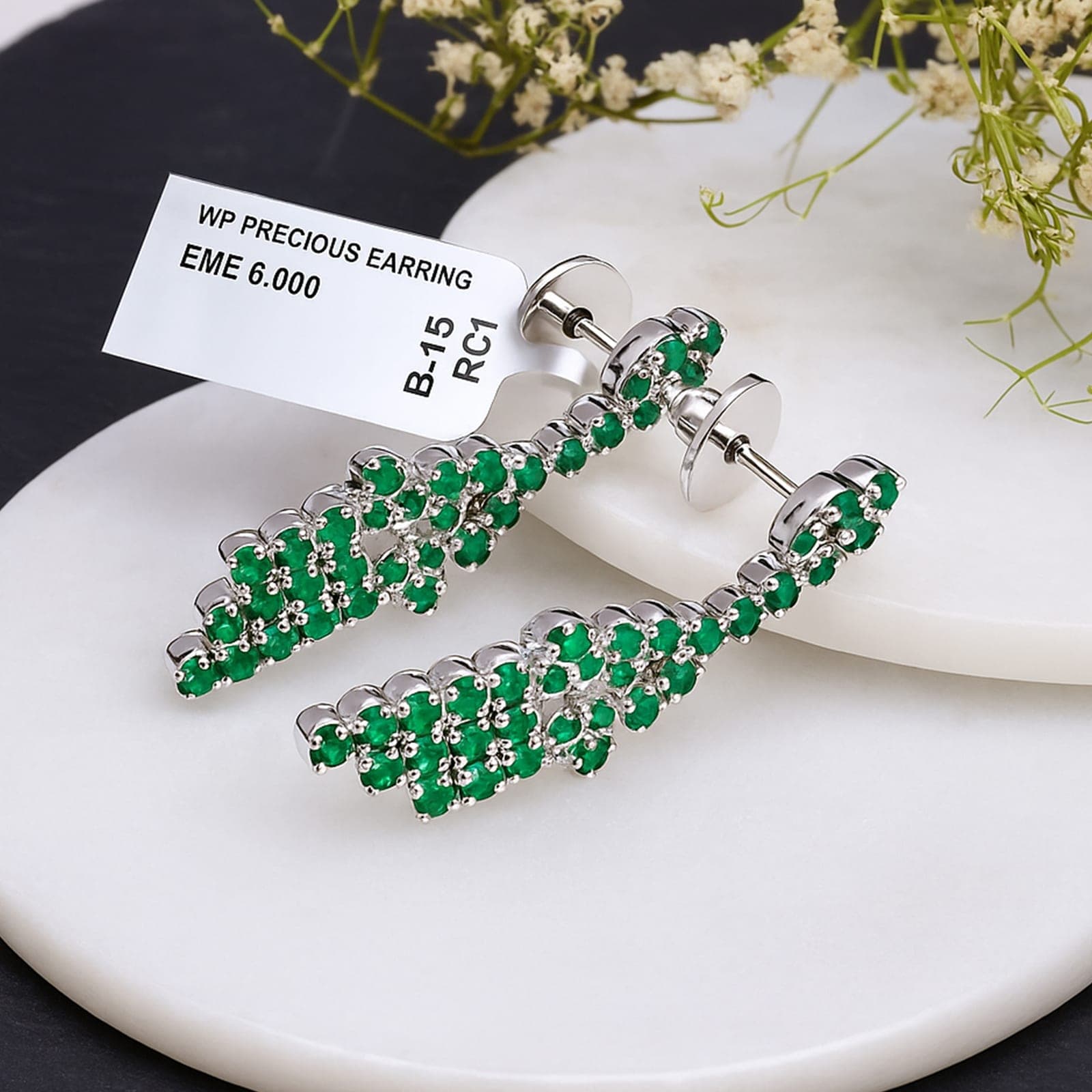 Emerald Tassel Statement Earrings