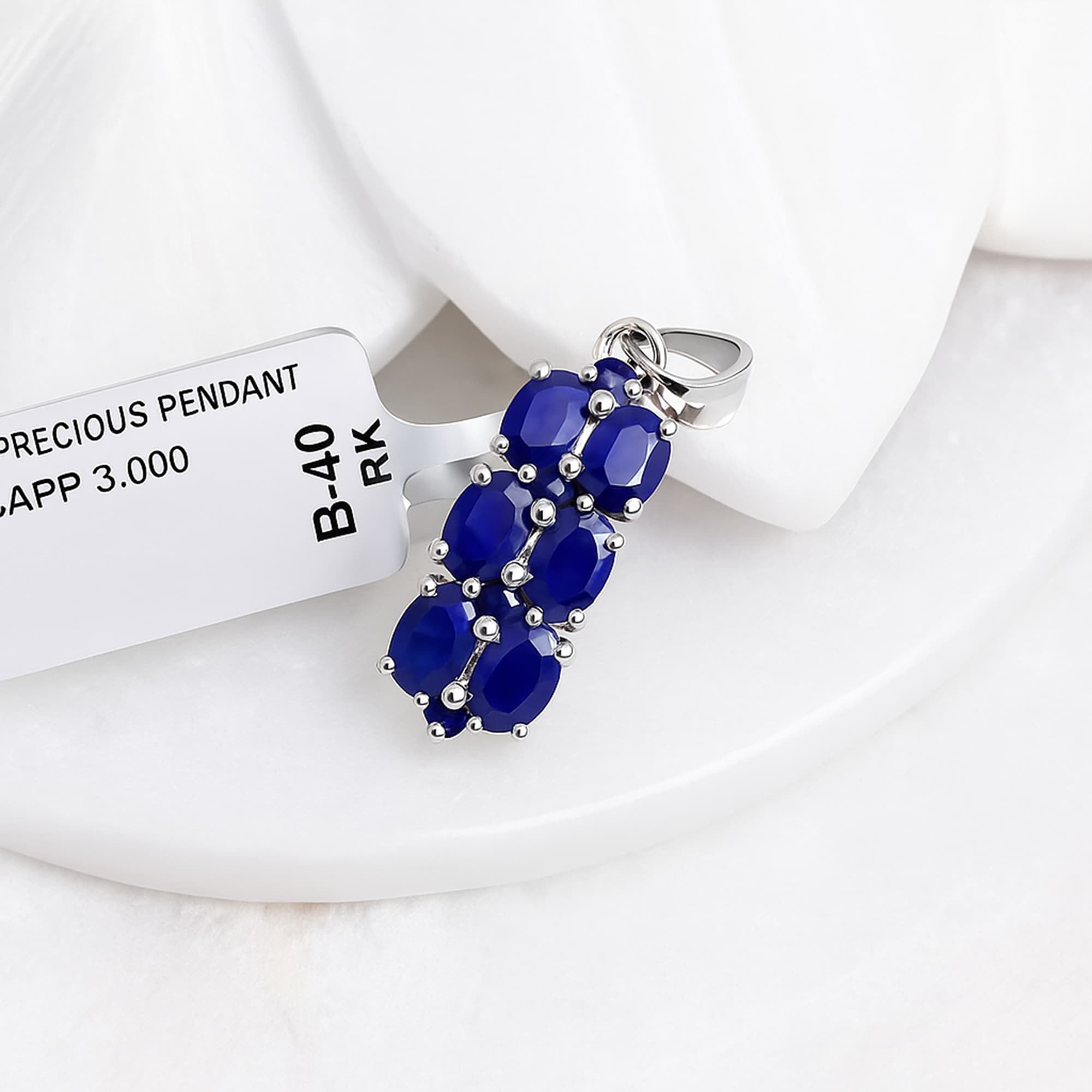 Blue Sapphire Floral Cluster Pendant
