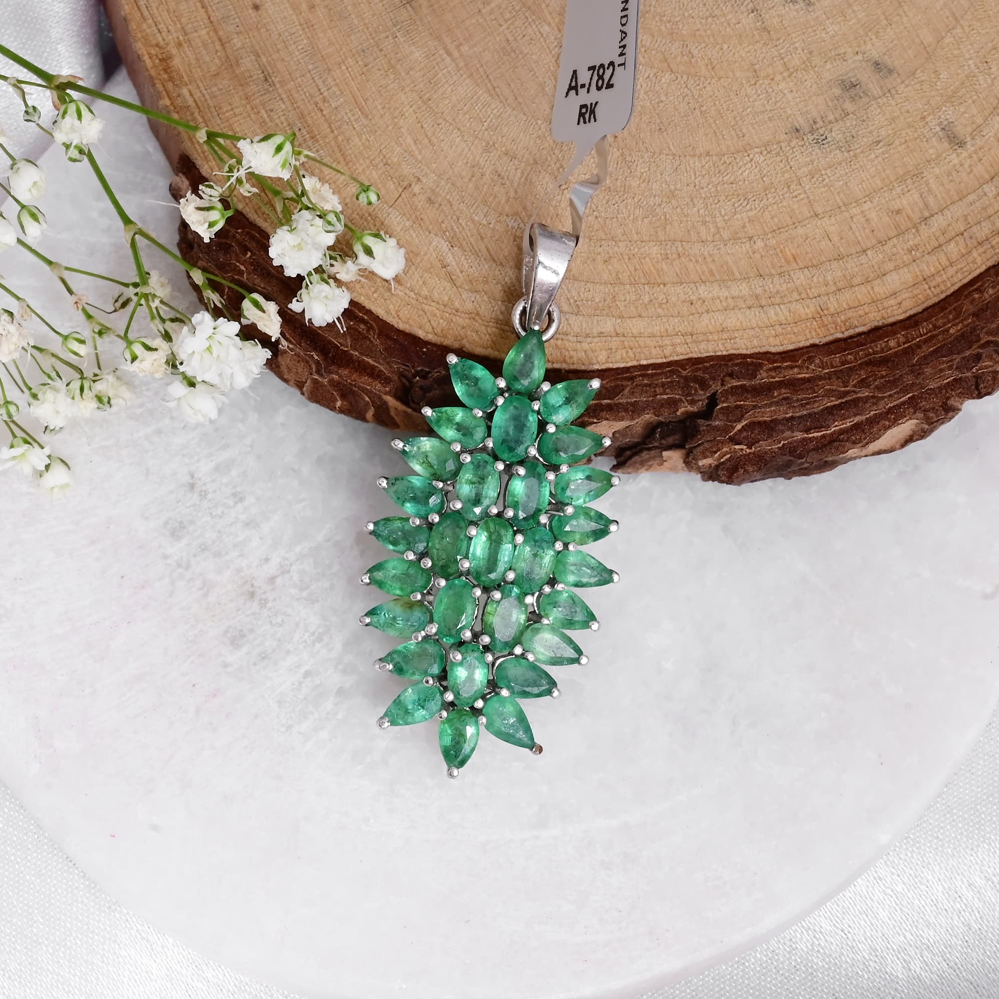 Emerald Cluster Vine Pendant Necklace alternate view