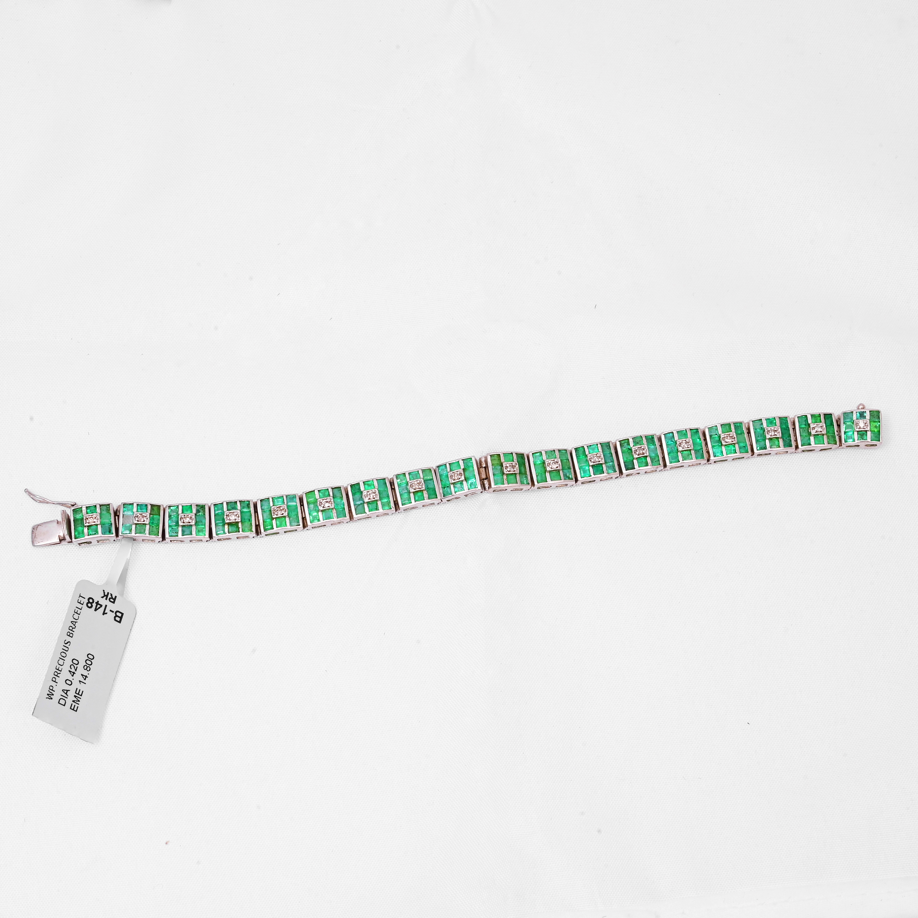 Regal Emerald Grid Diamond Bracelet