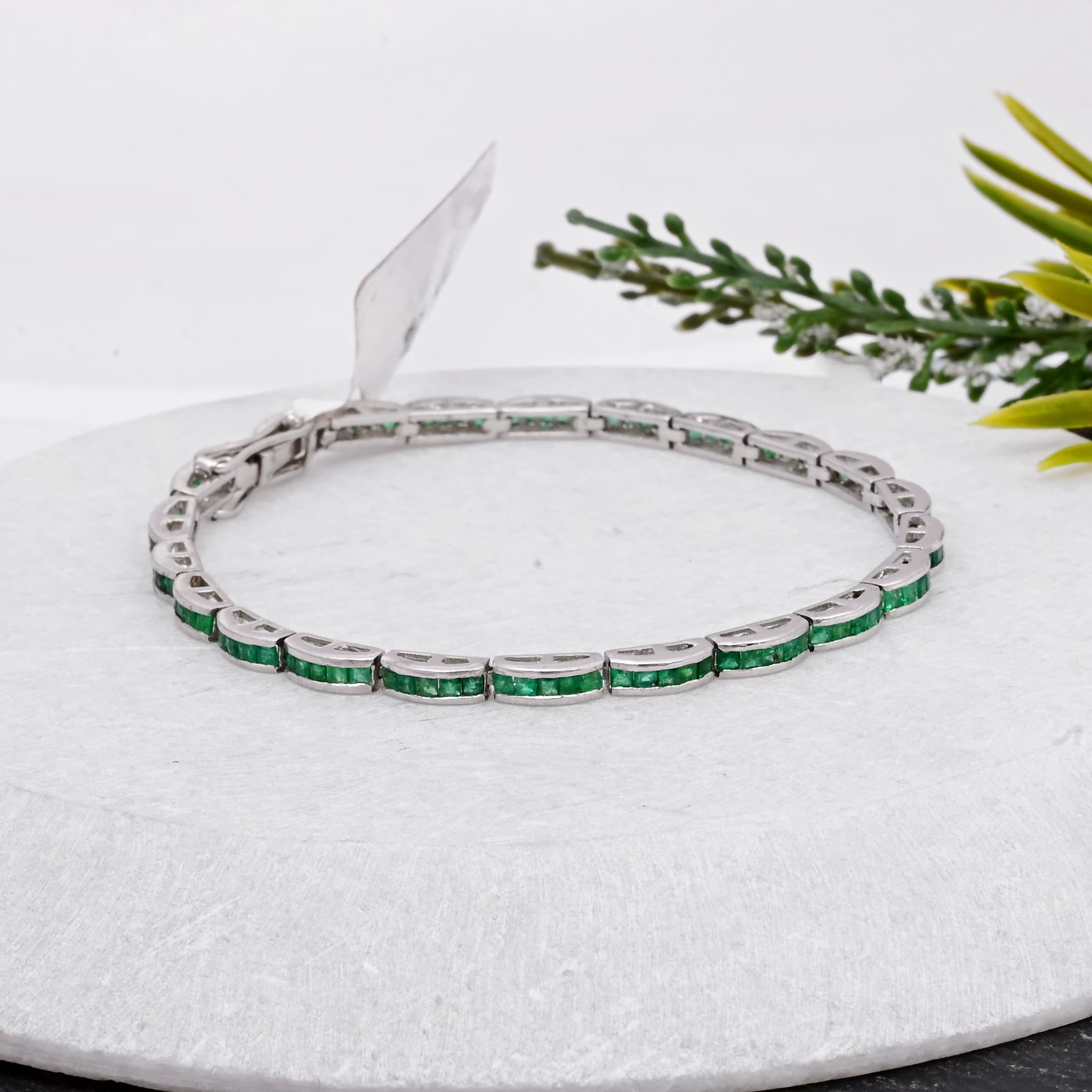 Emerald Bar Link Bracelet