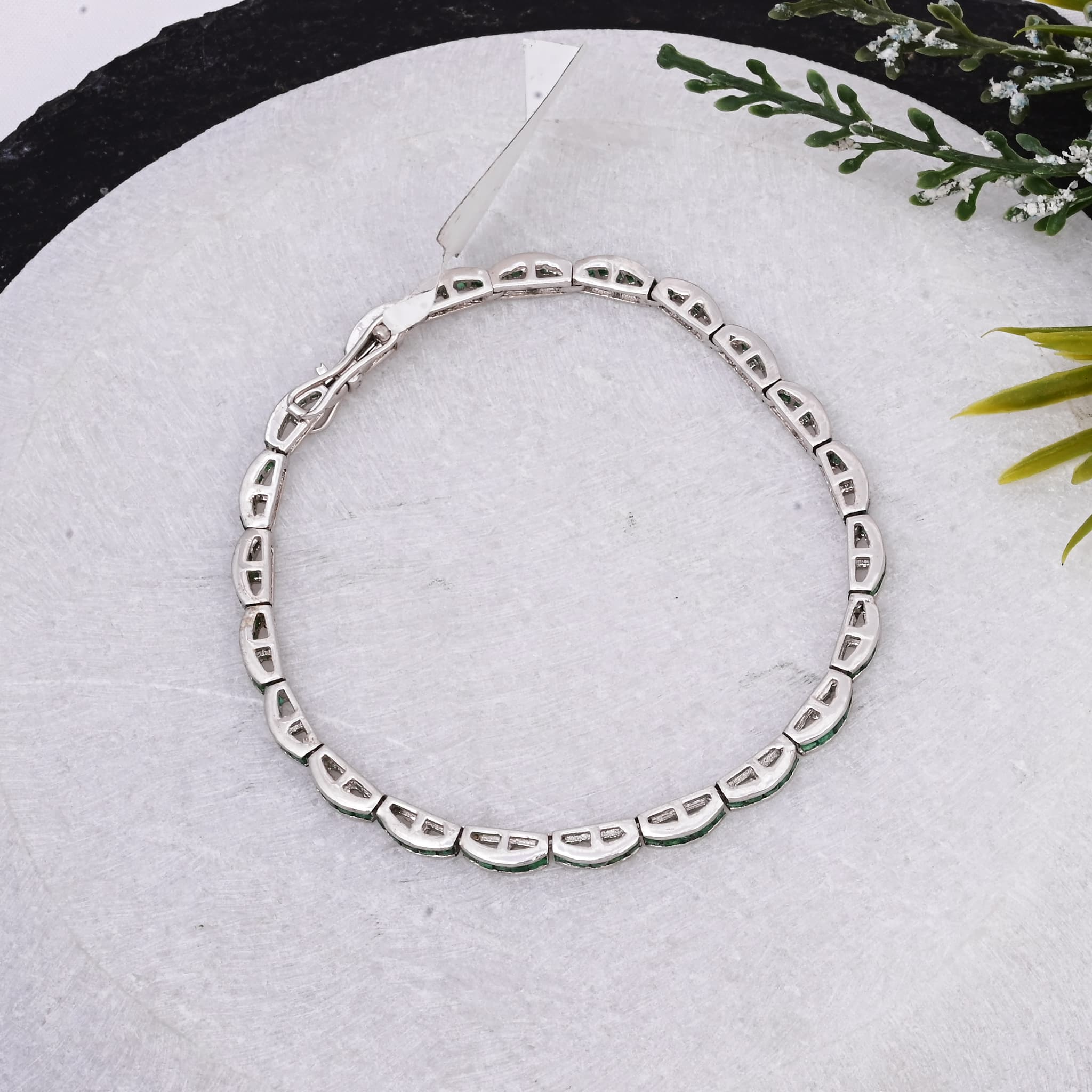 Emerald Bar Link Bracelet