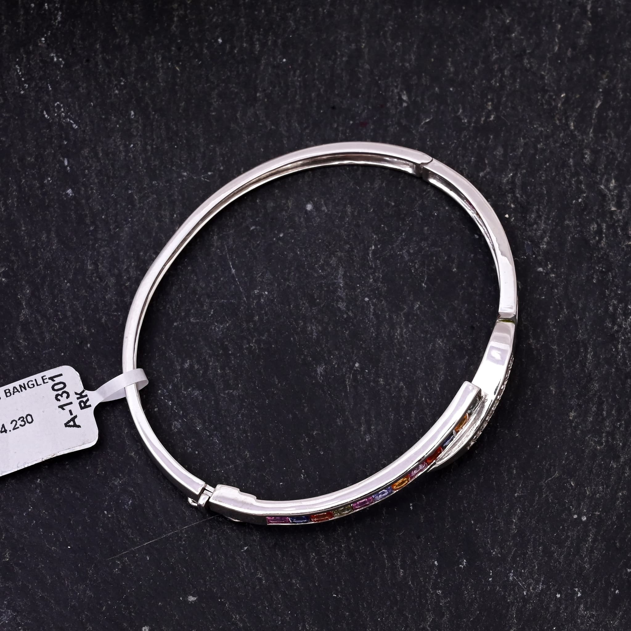 Rainbow Sapphire Diamond Bangle