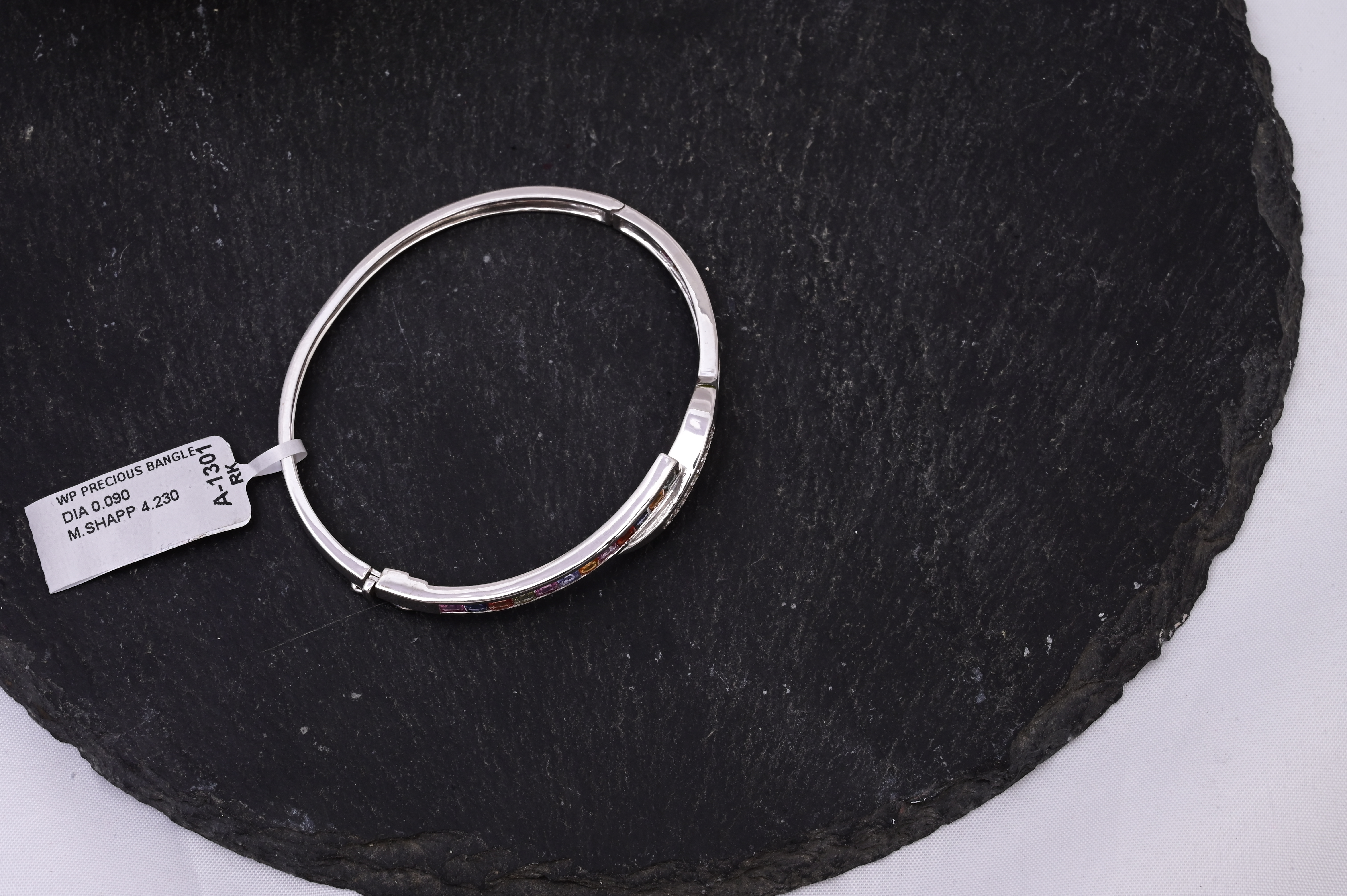 Rainbow Sapphire Diamond Bangle