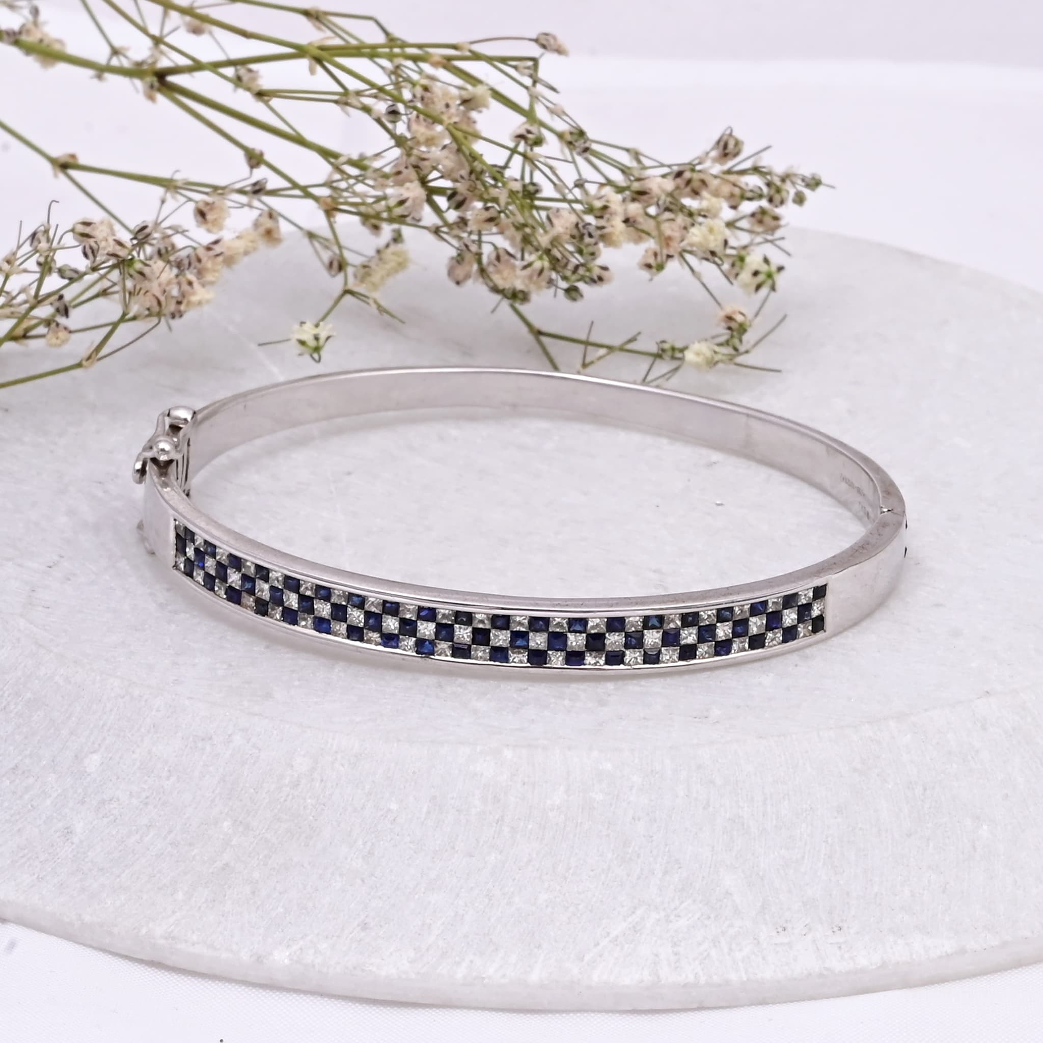 Royal Checkered Sapphire Diamond Bangle