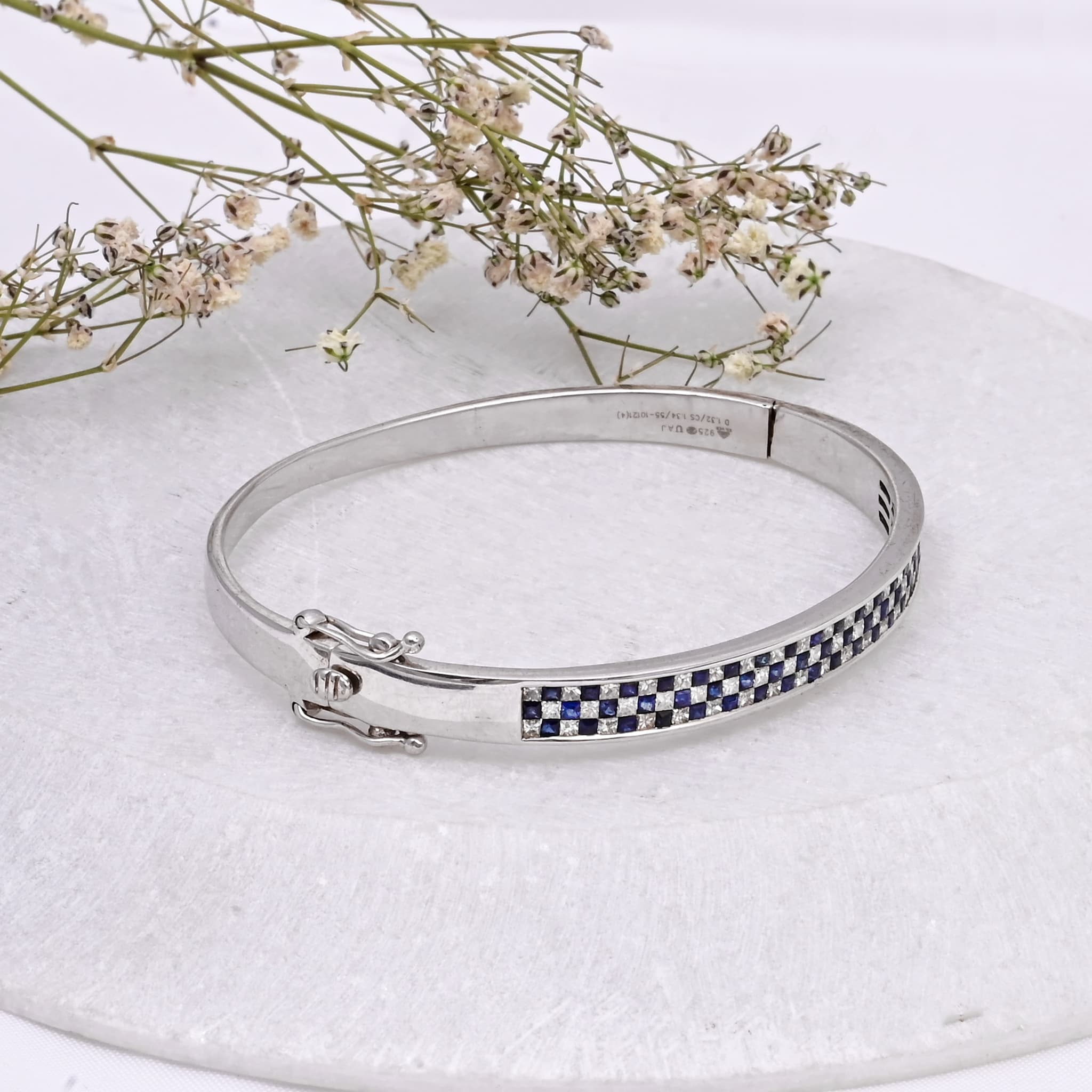 Royal Checkered Sapphire Diamond Bangle alternate view