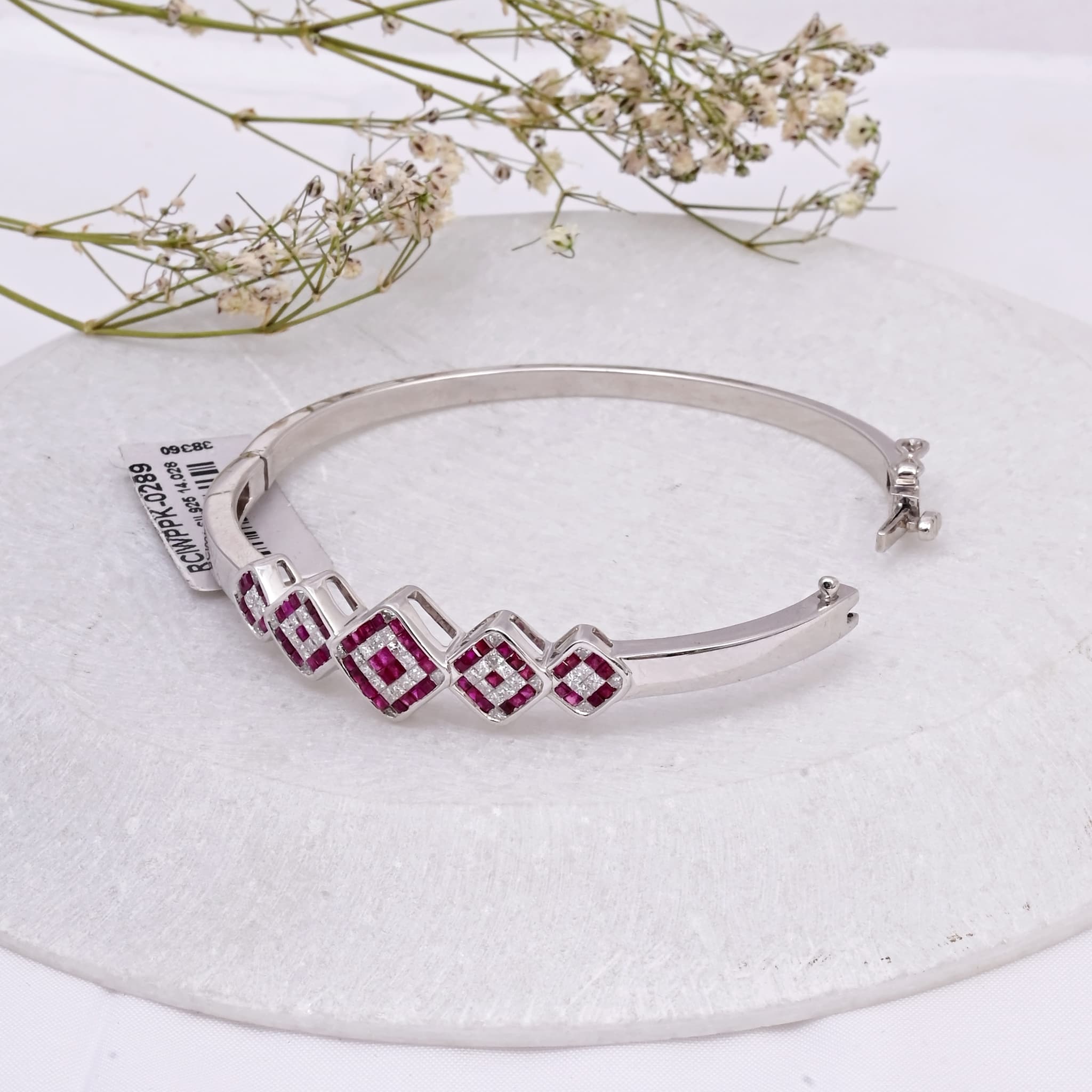 Ruby Royale Geometric Diamond Bangle