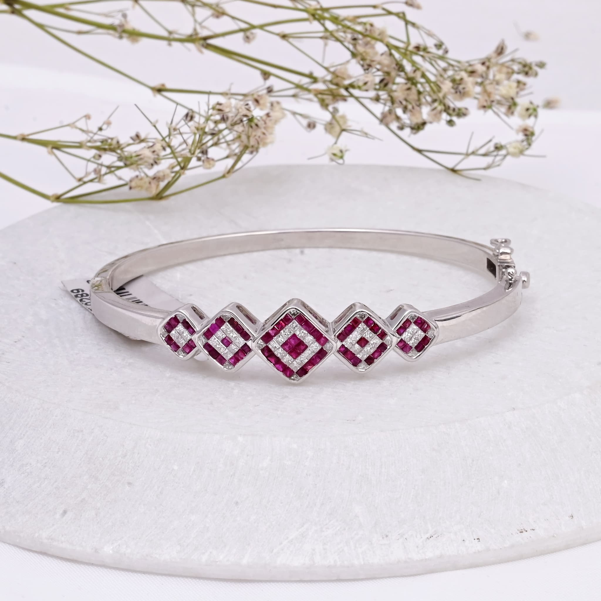 Ruby Royale Geometric Diamond Bangle