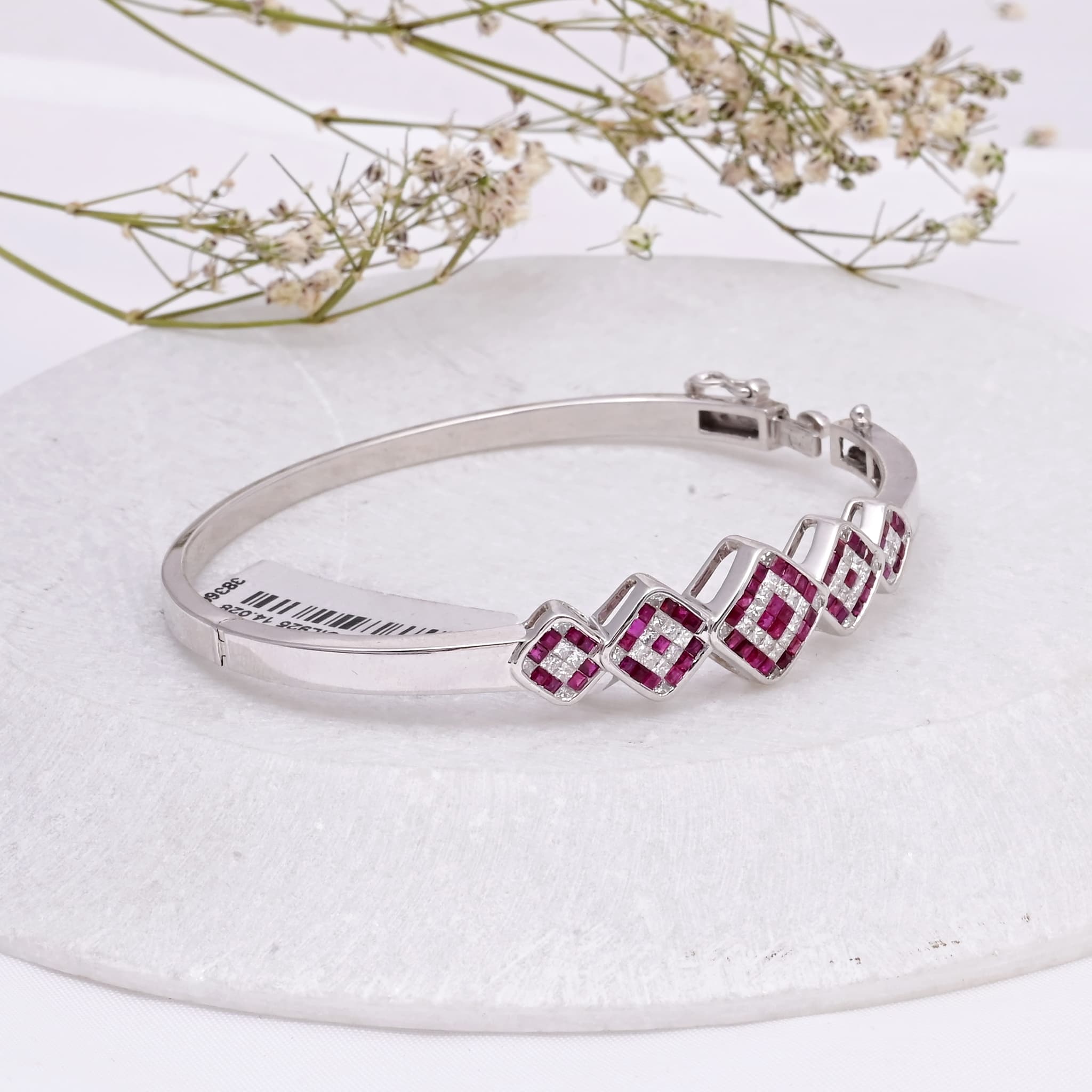 Ruby Royale Geometric Diamond Bangle