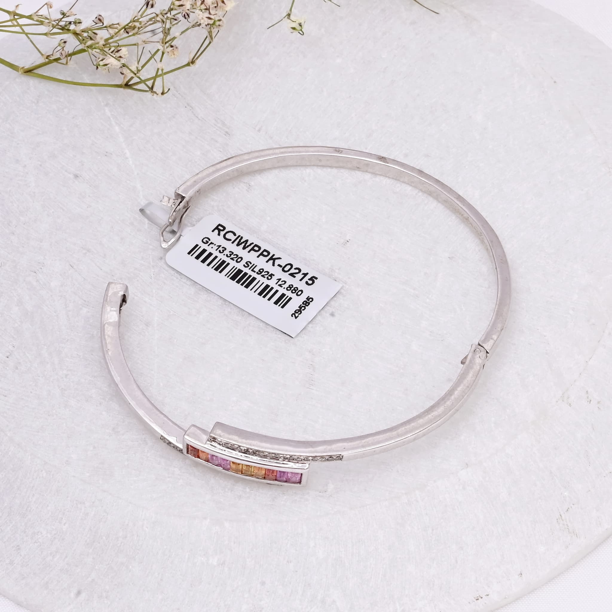 Pastel Sapphire Diamond Bar Bangle alternate view