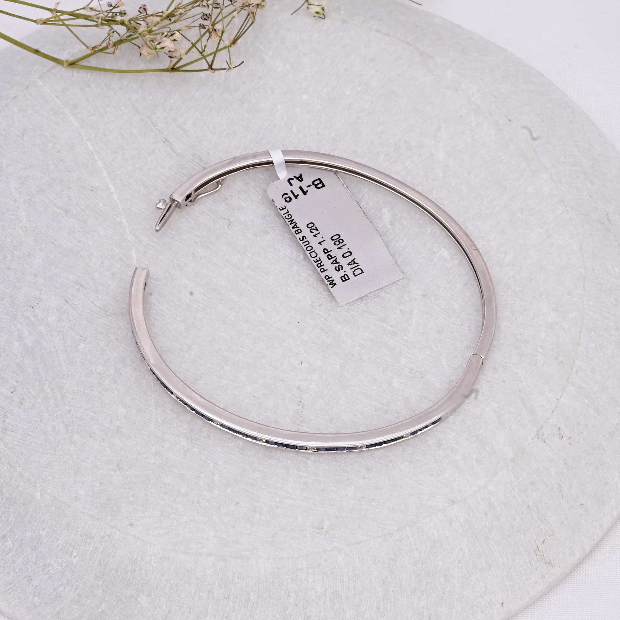 Minimal Sapphire Diamond Sleek Bangle