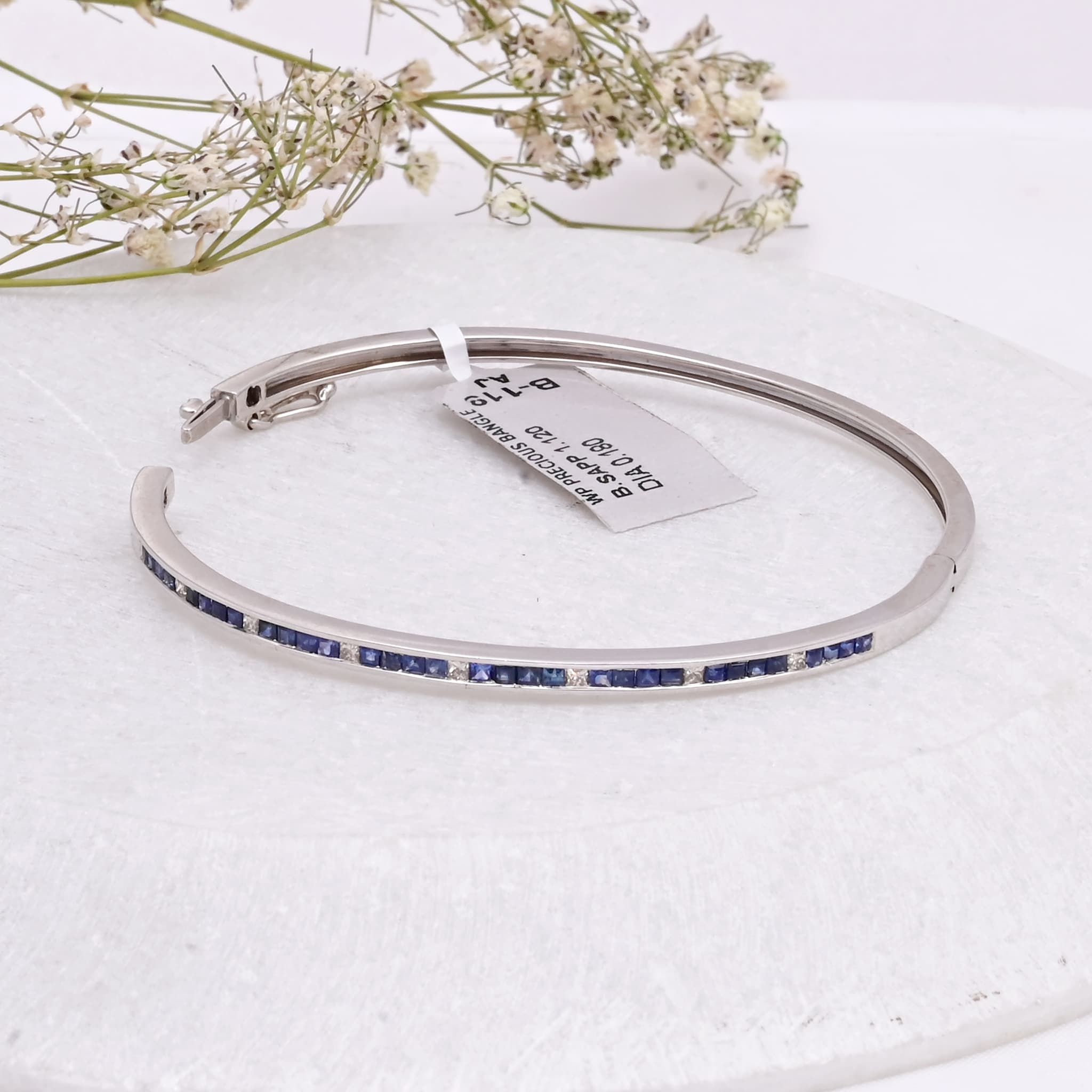 Minimal Sapphire Diamond Sleek Bangle alternate view