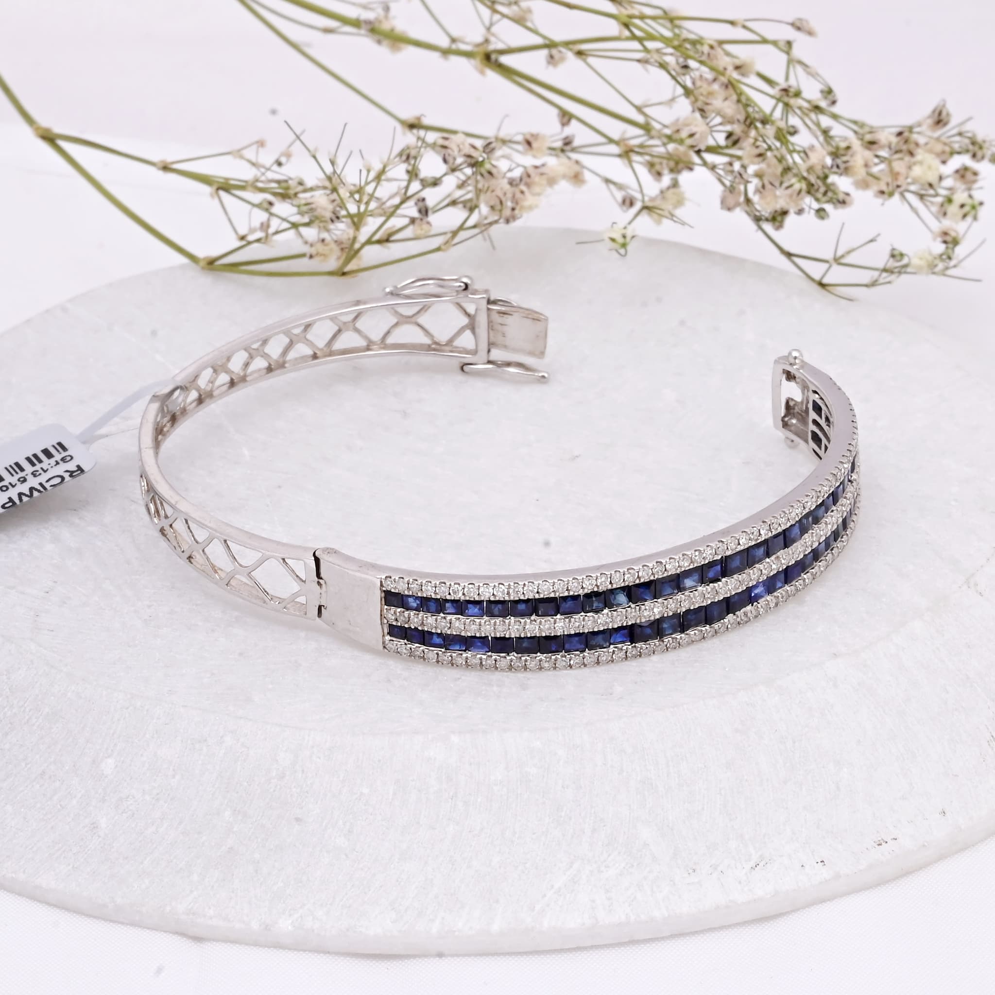 Royal Sapphire Diamond Double-Line Bangle