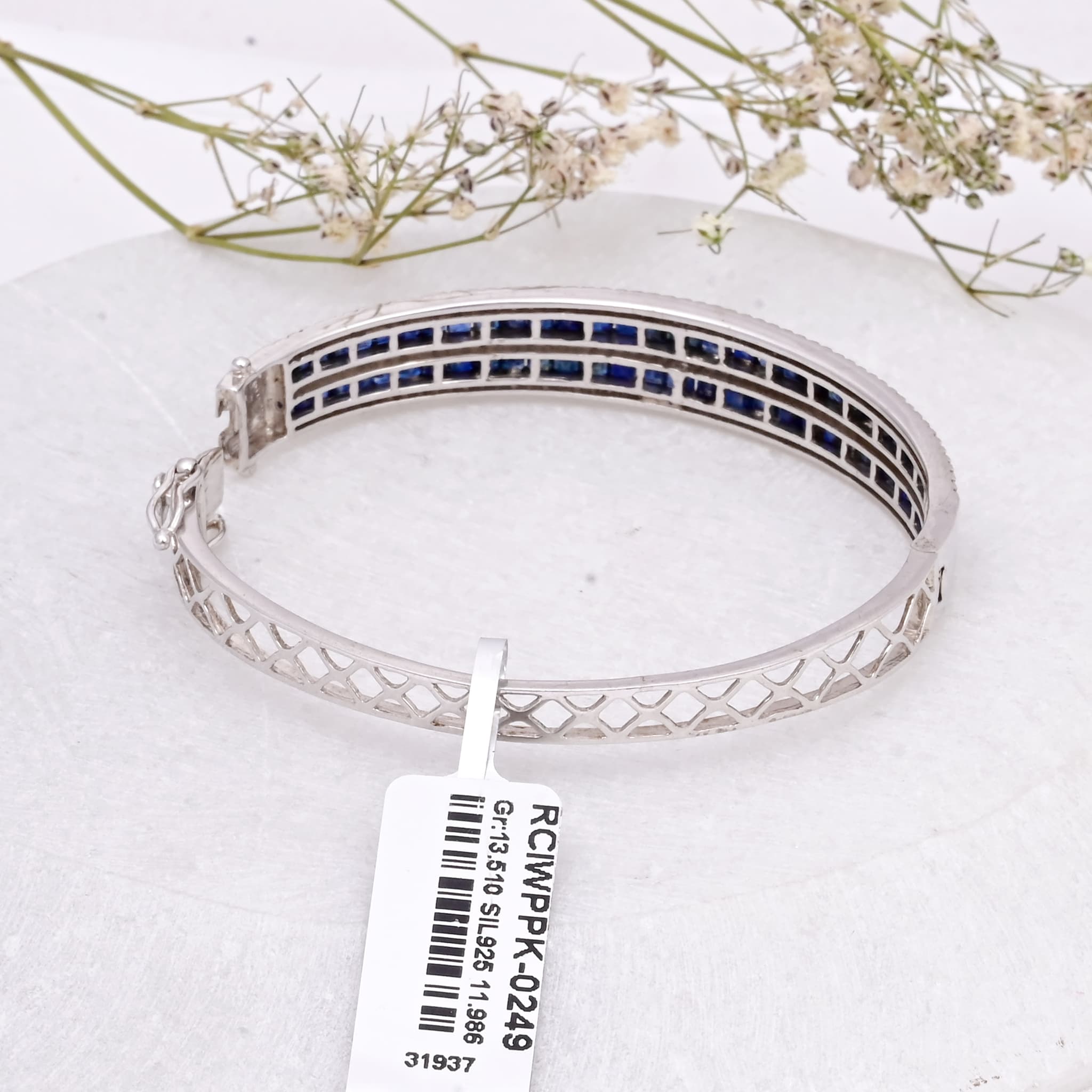 Royal Sapphire Diamond Double-Line Bangle alternate view