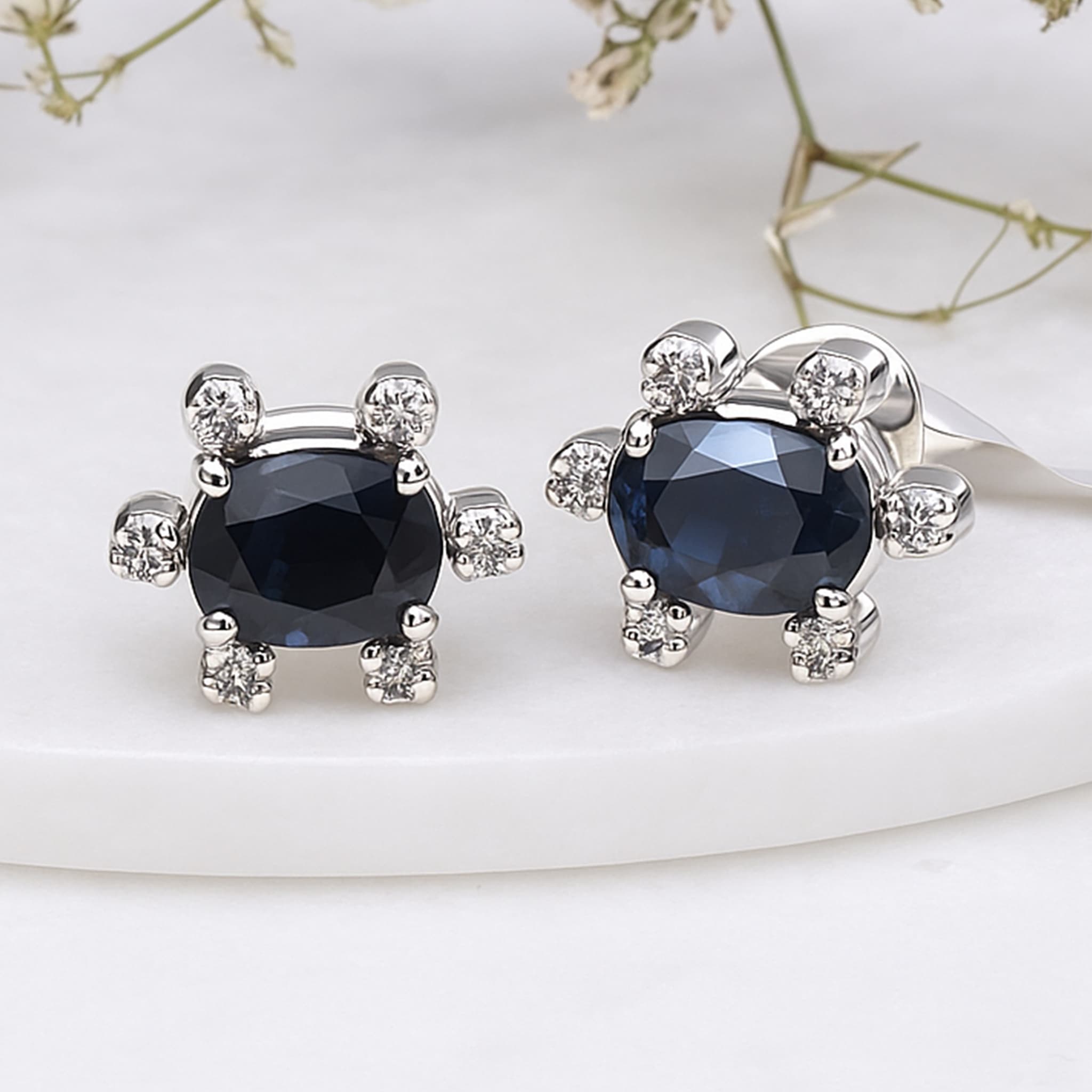 Classic Sapphire Halo Stud Earrings
