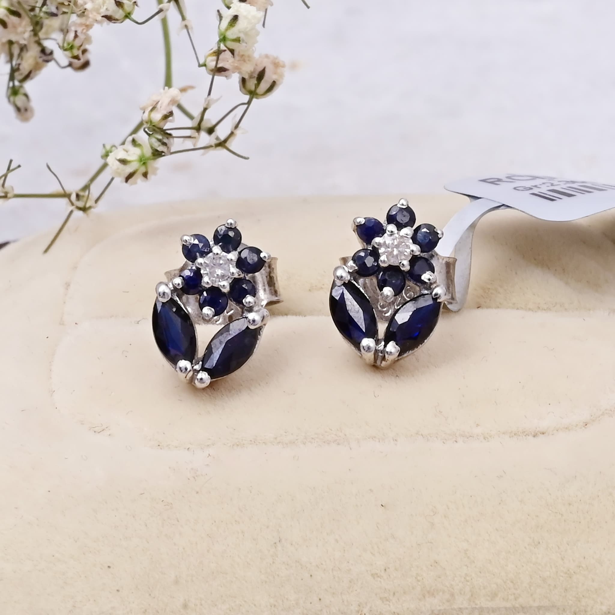 Floral Sapphire Stud Earrings
