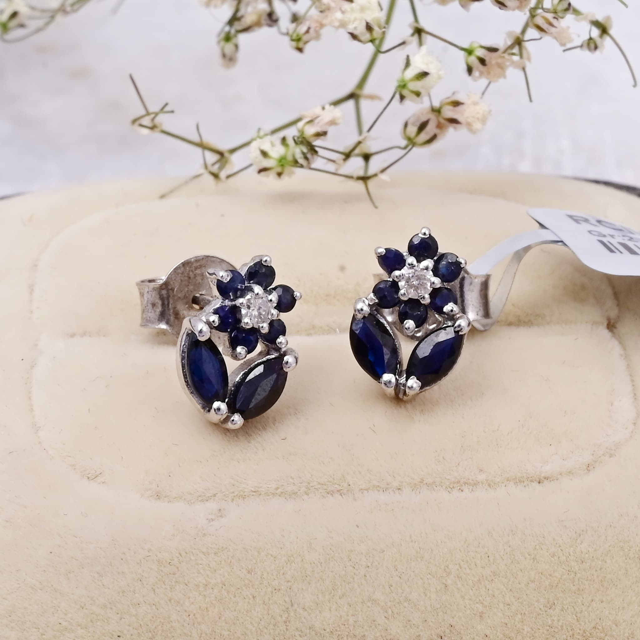 Floral Sapphire Stud Earrings