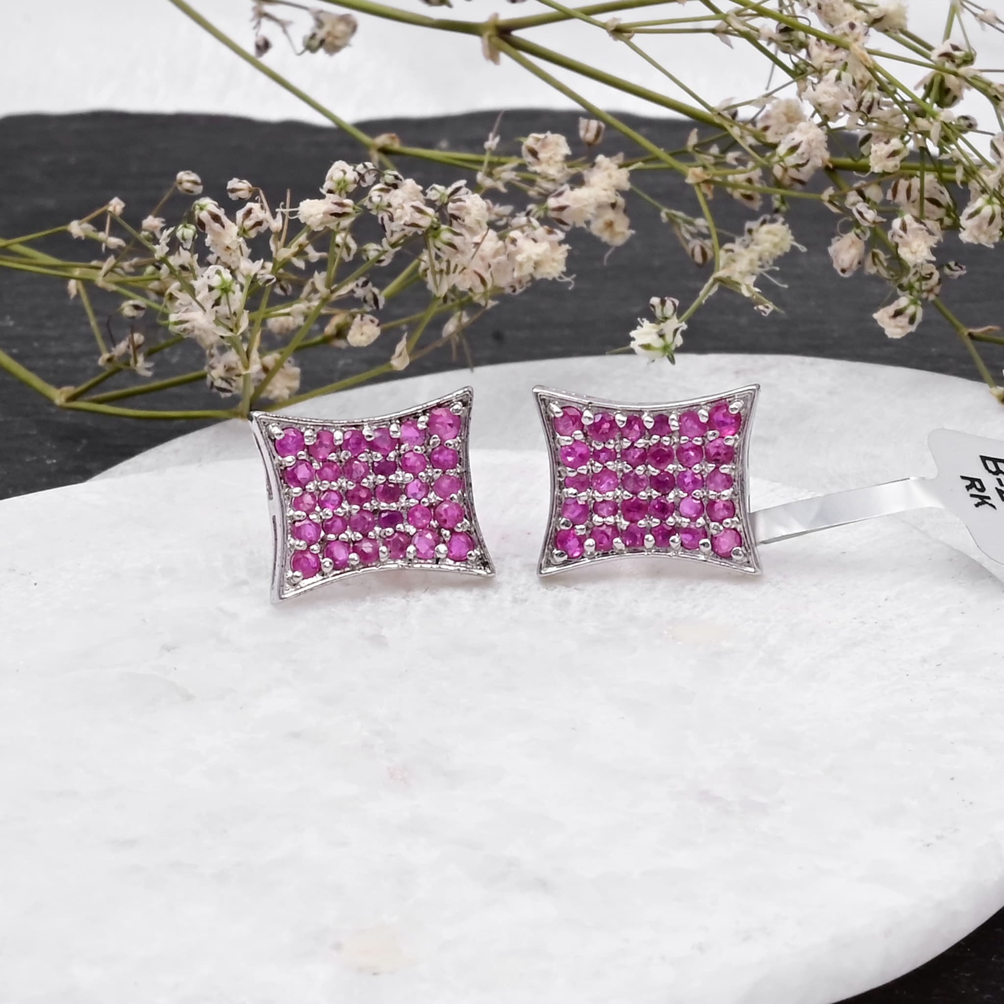 Invisible Set Ruby Stud Earrings