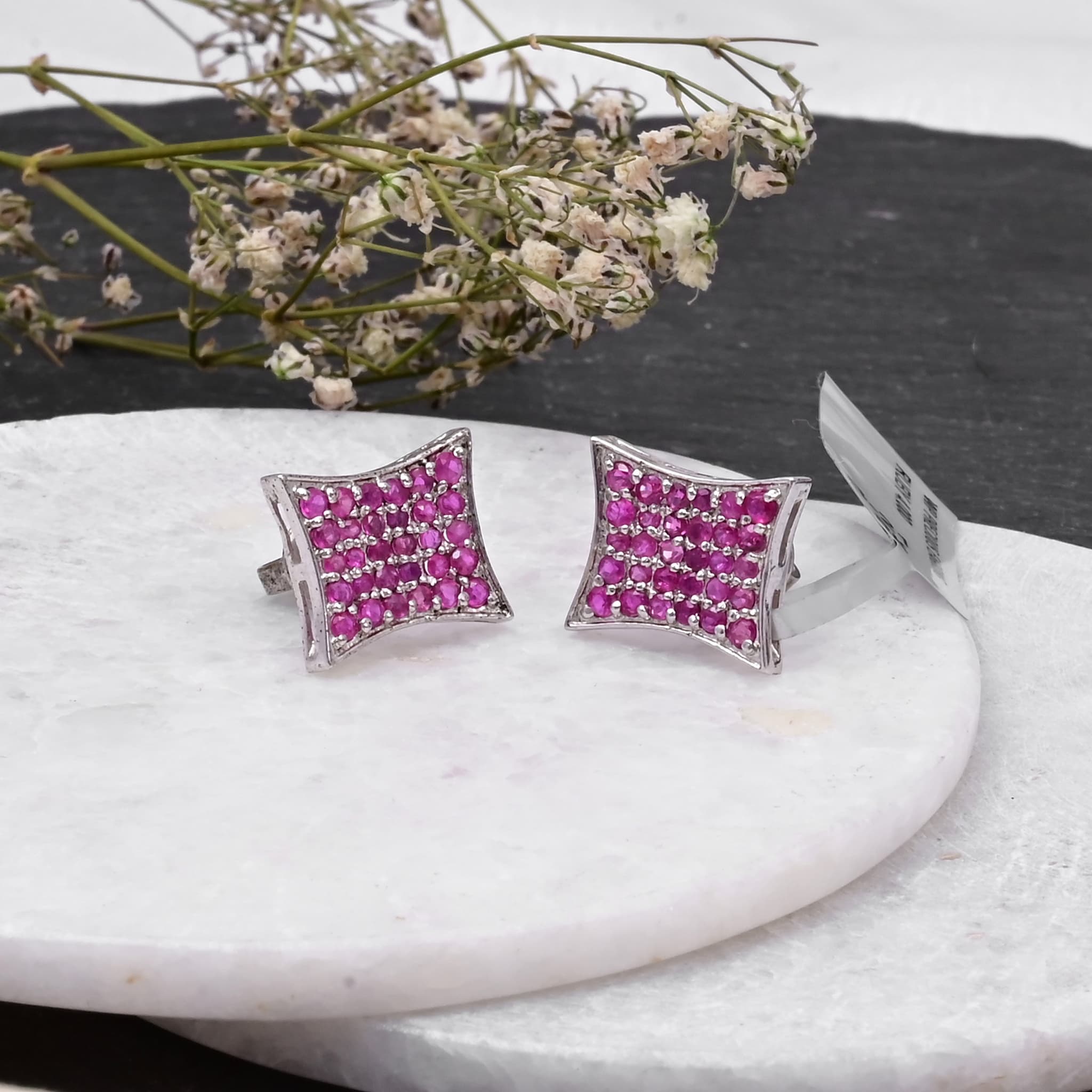 Invisible Set Ruby Stud Earrings alternate view