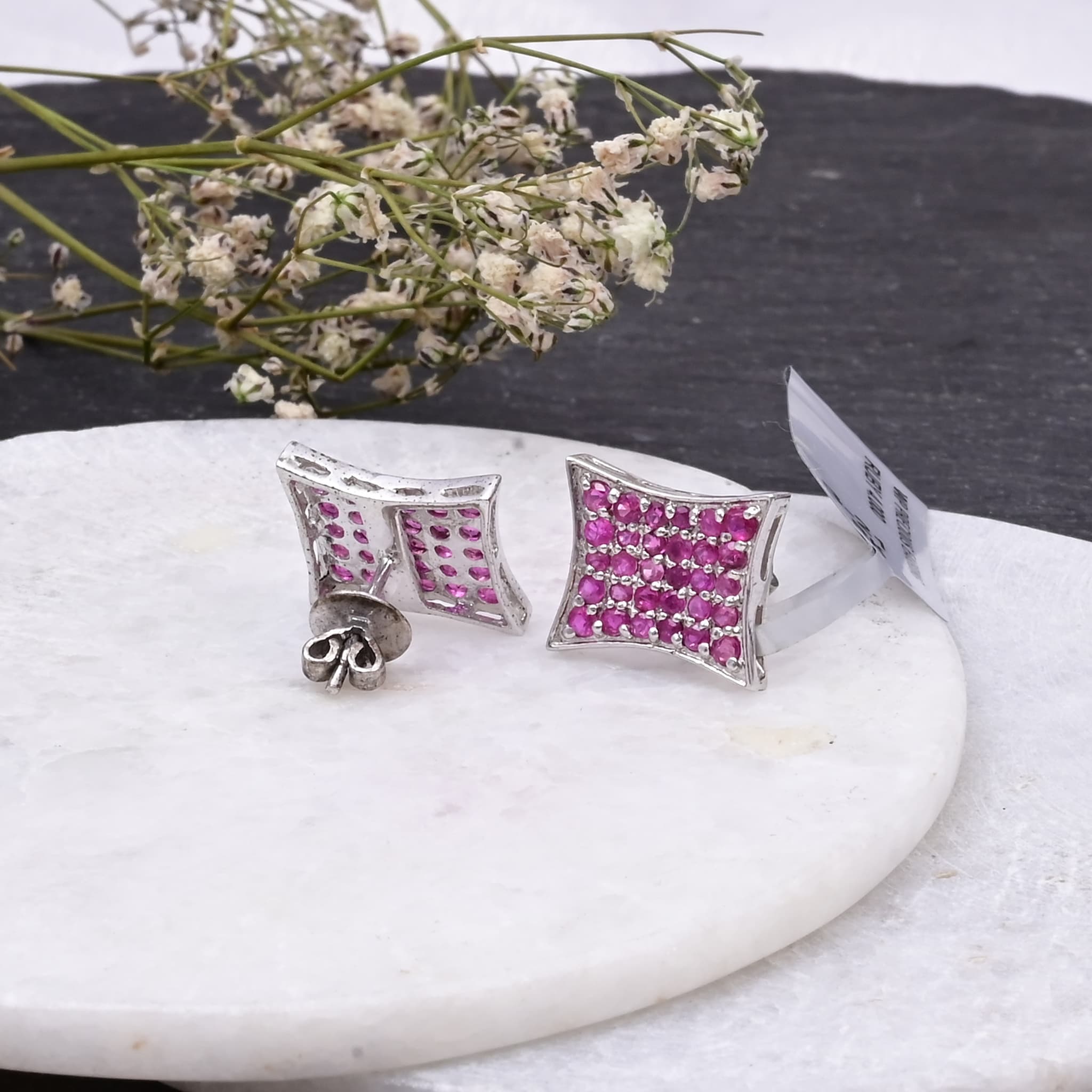 Invisible Set Ruby Stud Earrings