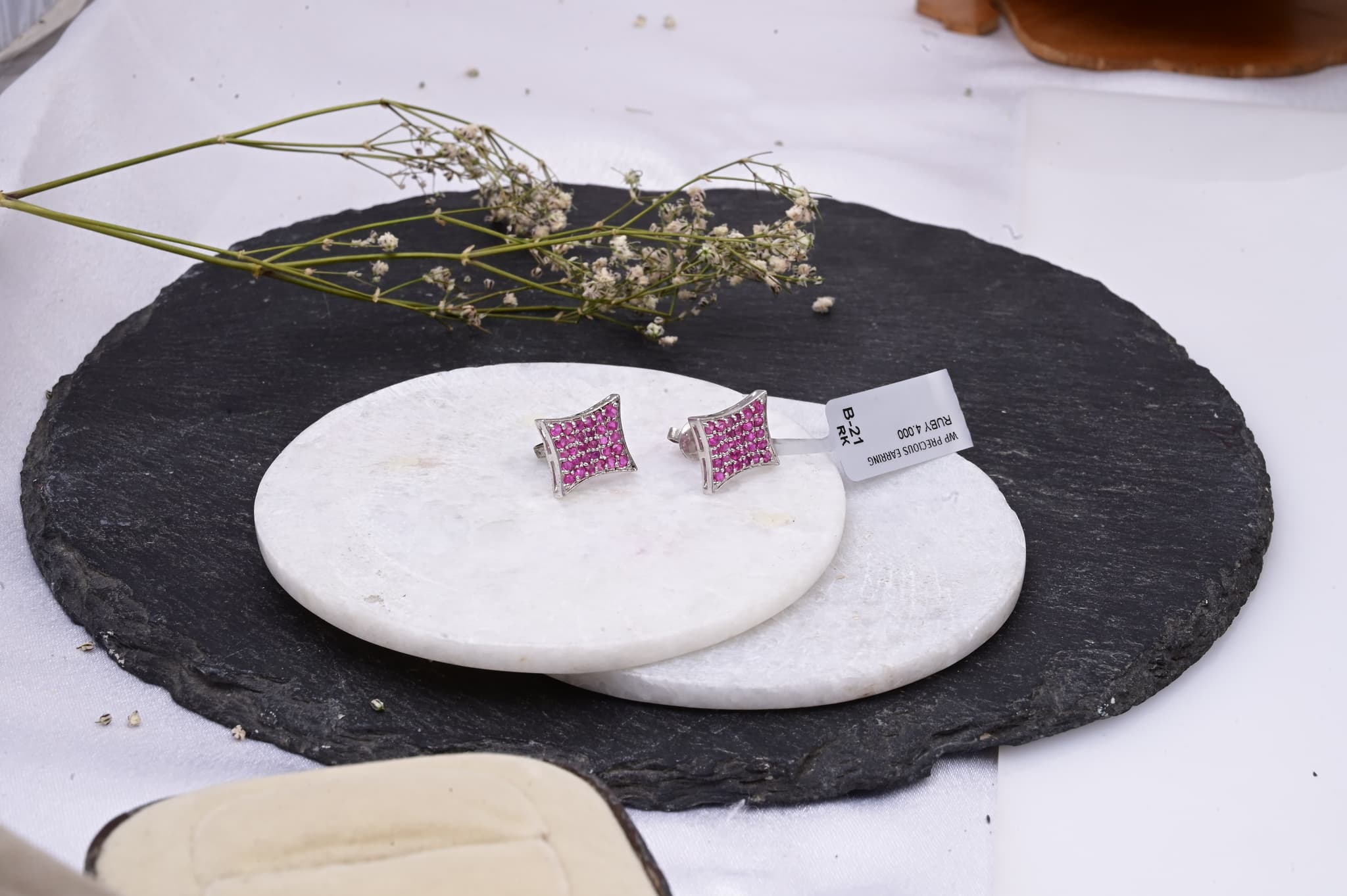 Invisible Set Ruby Stud Earrings
