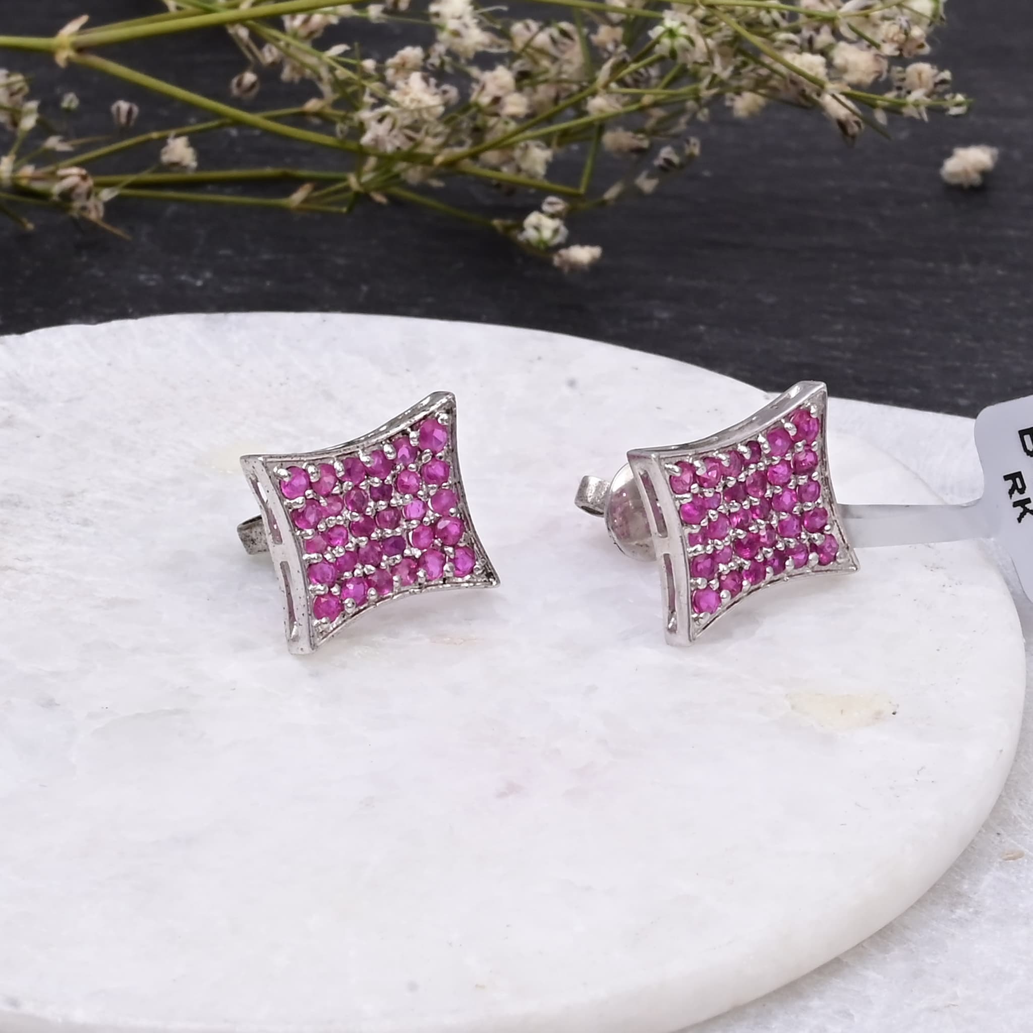 Invisible Set Ruby Stud Earrings