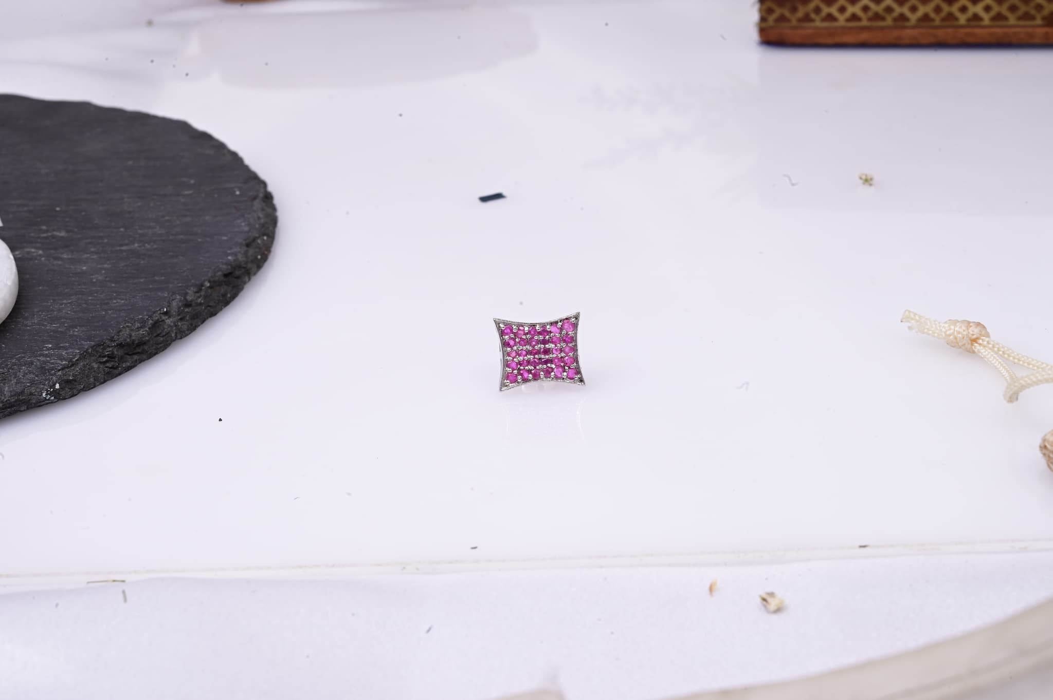 Invisible Set Ruby Stud Earrings