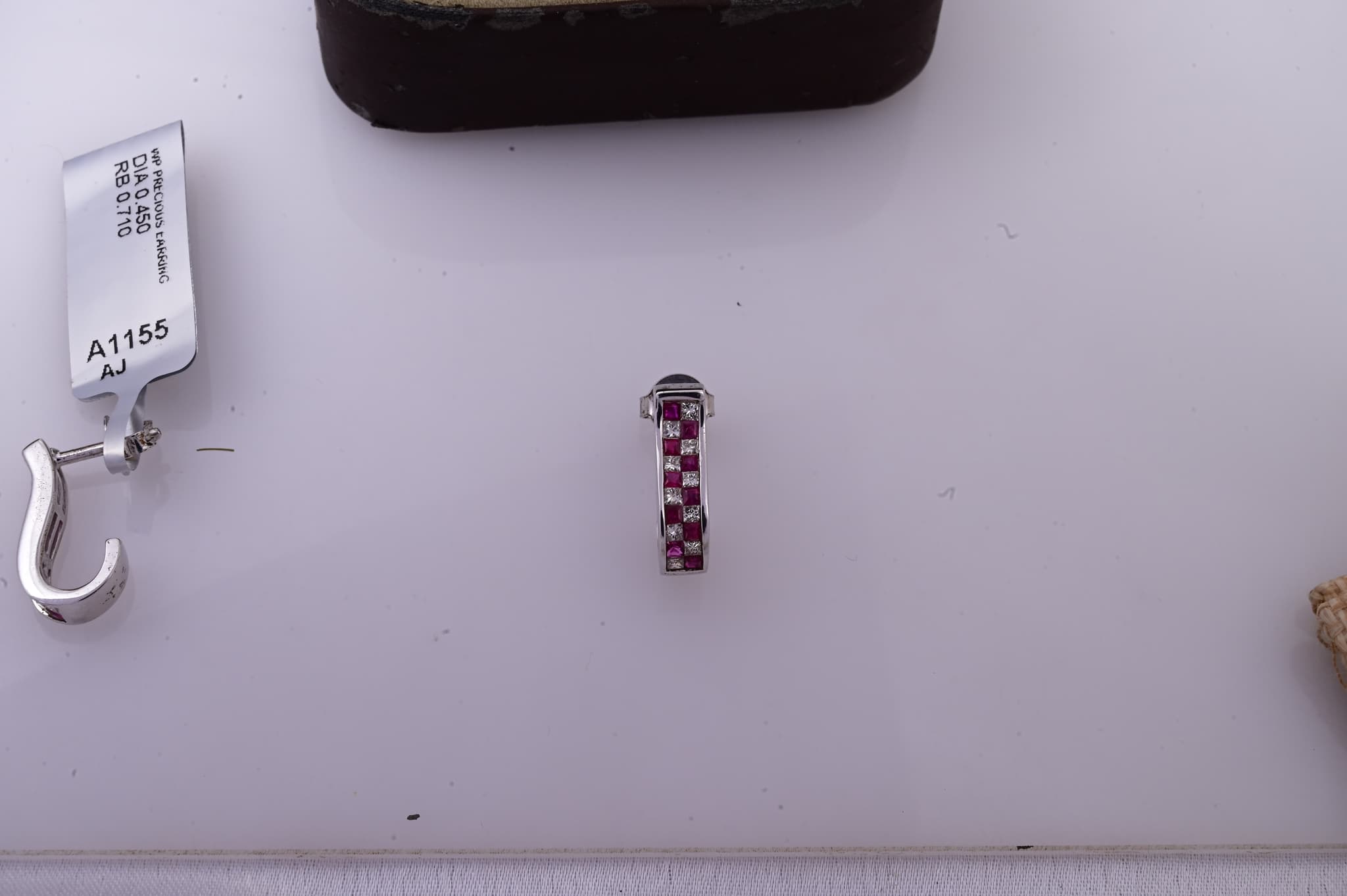 Ruby Diamond Hoop Stud Earrings