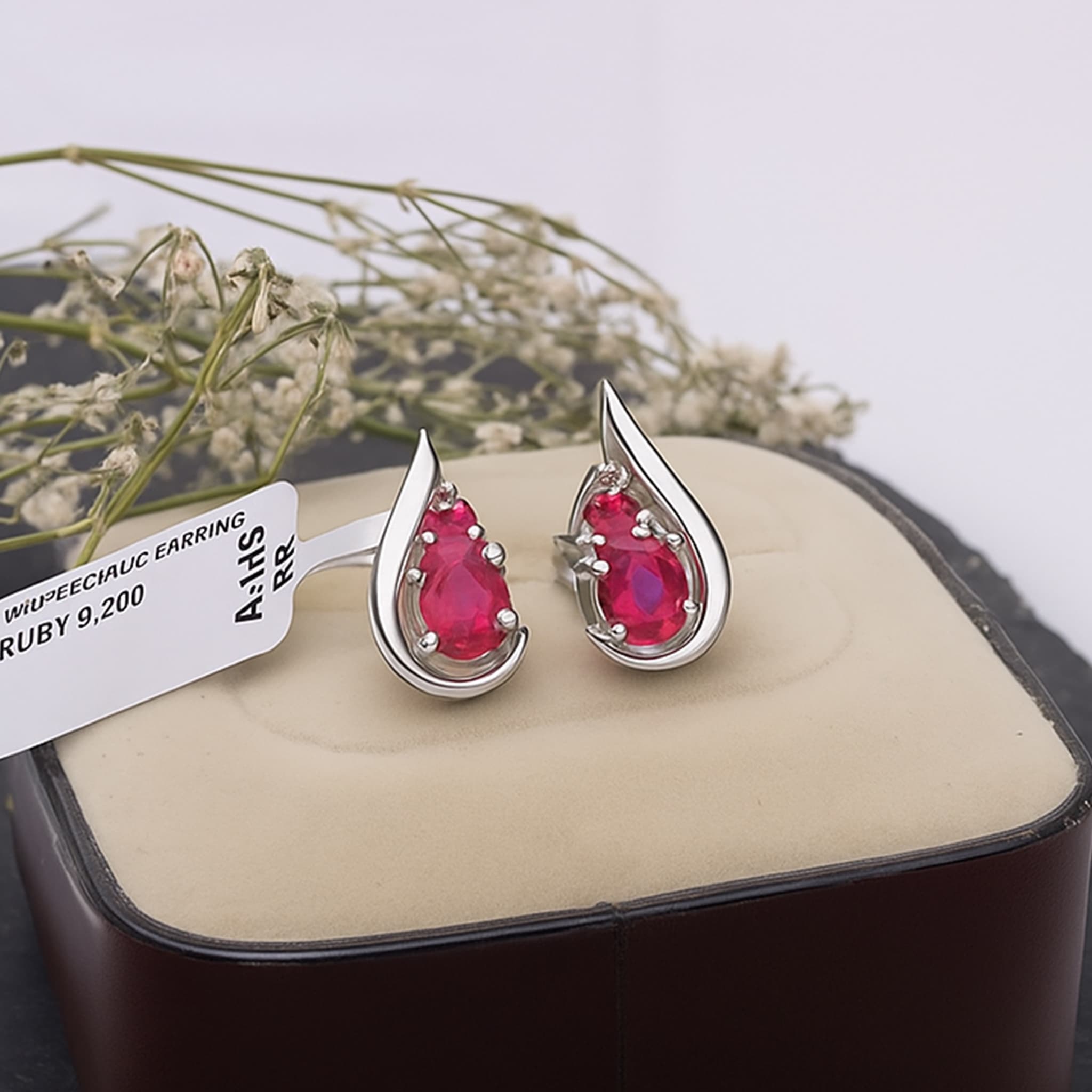 Ruby Teardrop Stud Earrings alternate view