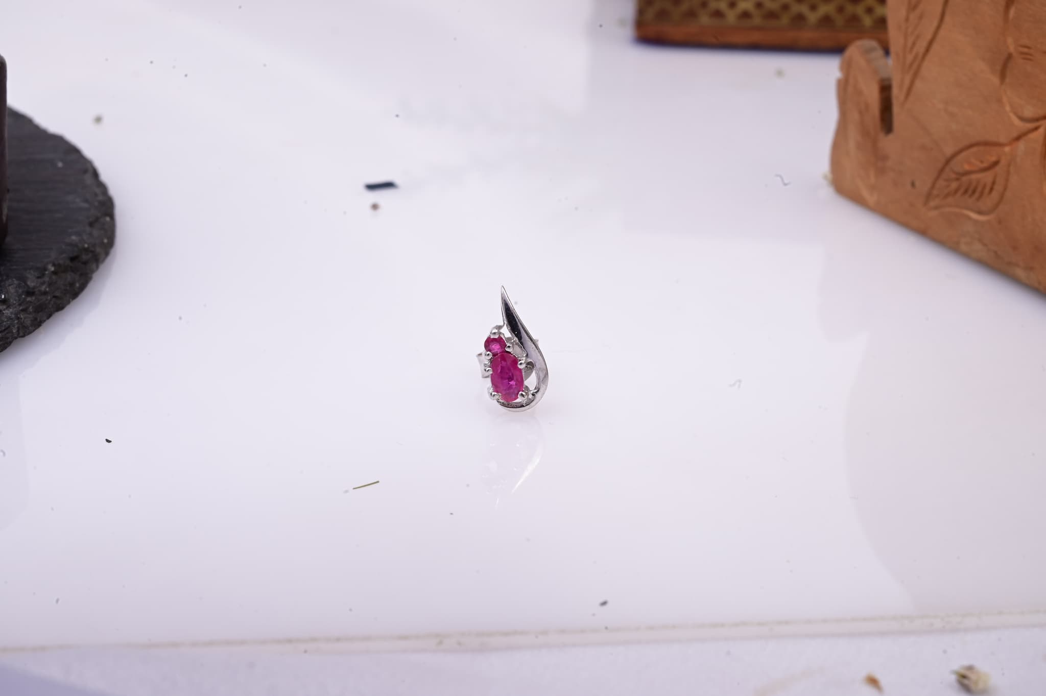 Ruby Teardrop Stud Earrings