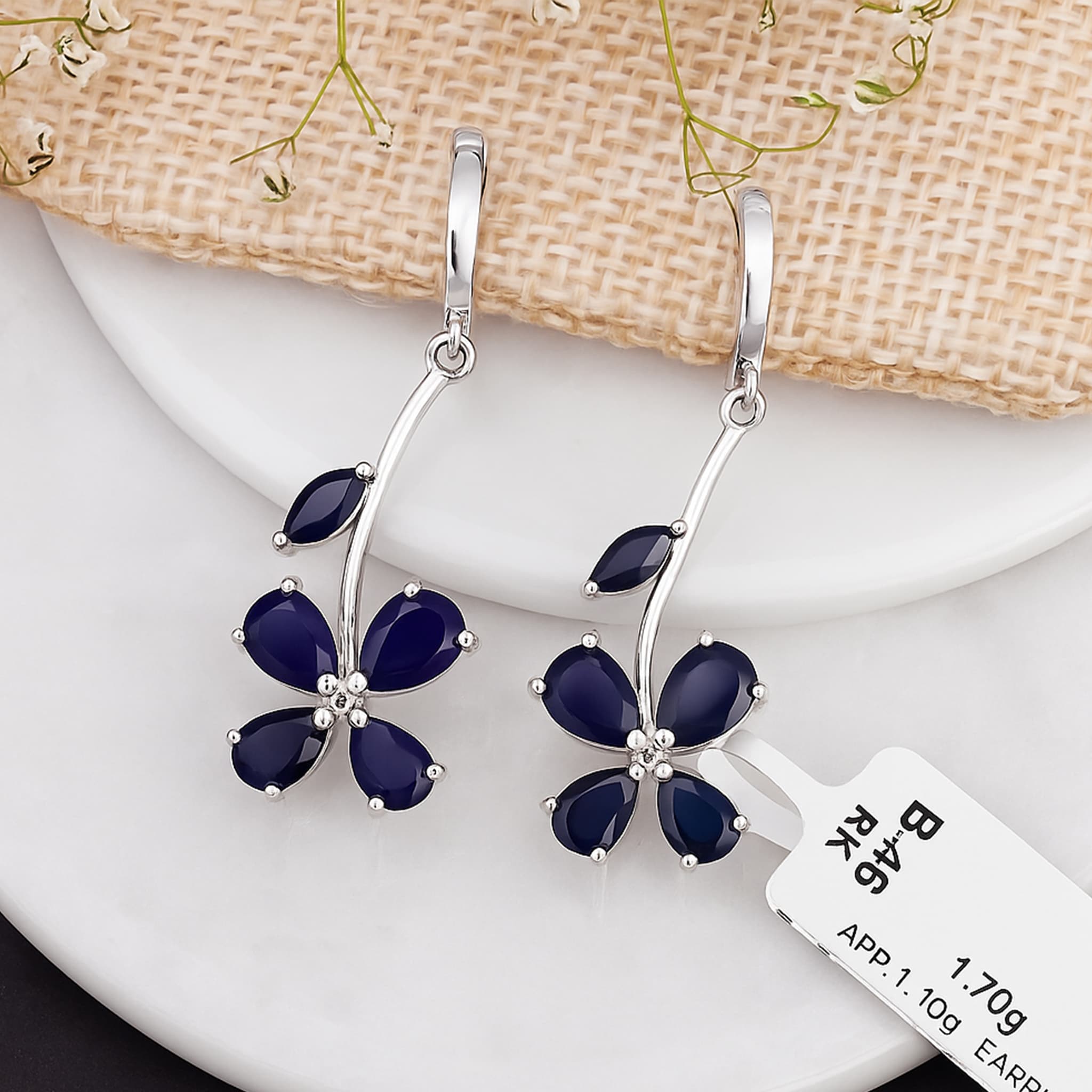 Sapphire Blossom Drop Earrings alternate view