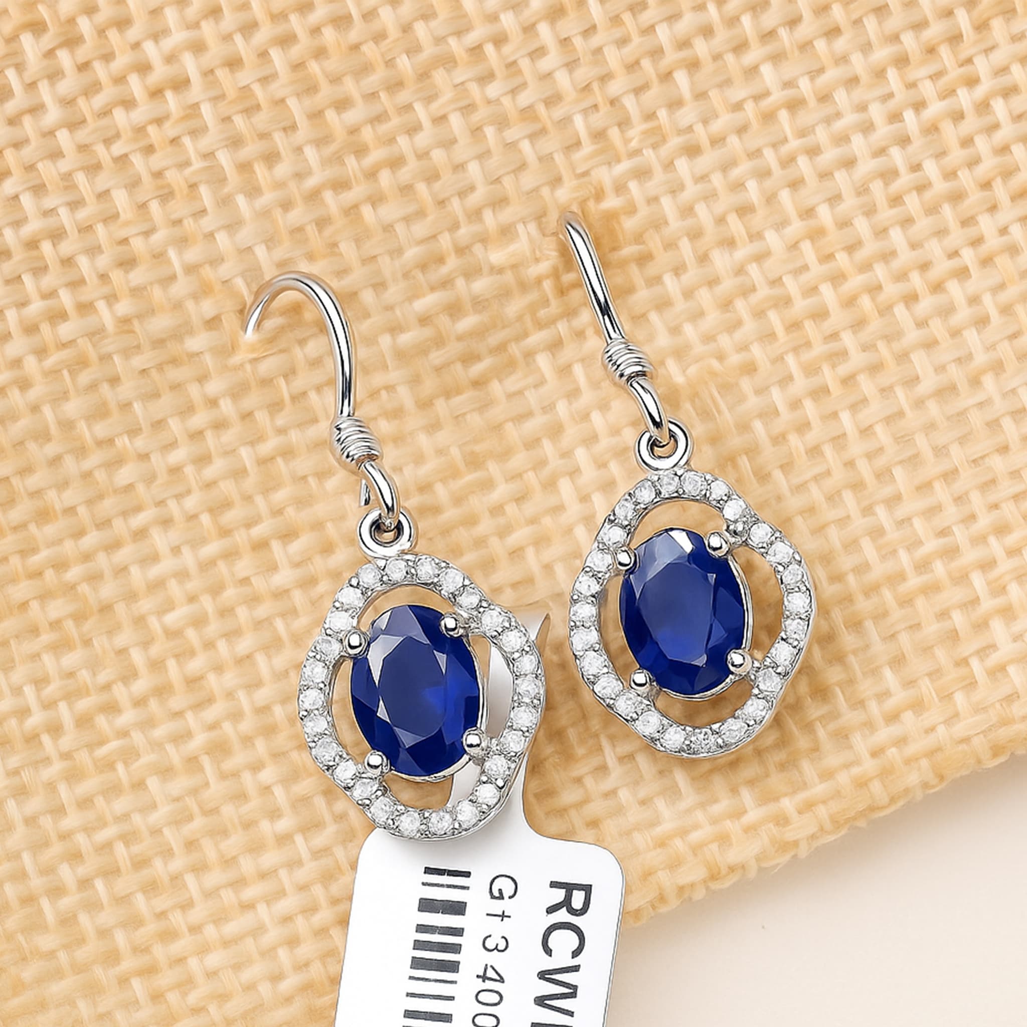 Halo Sapphire Hook Earrings alternate view