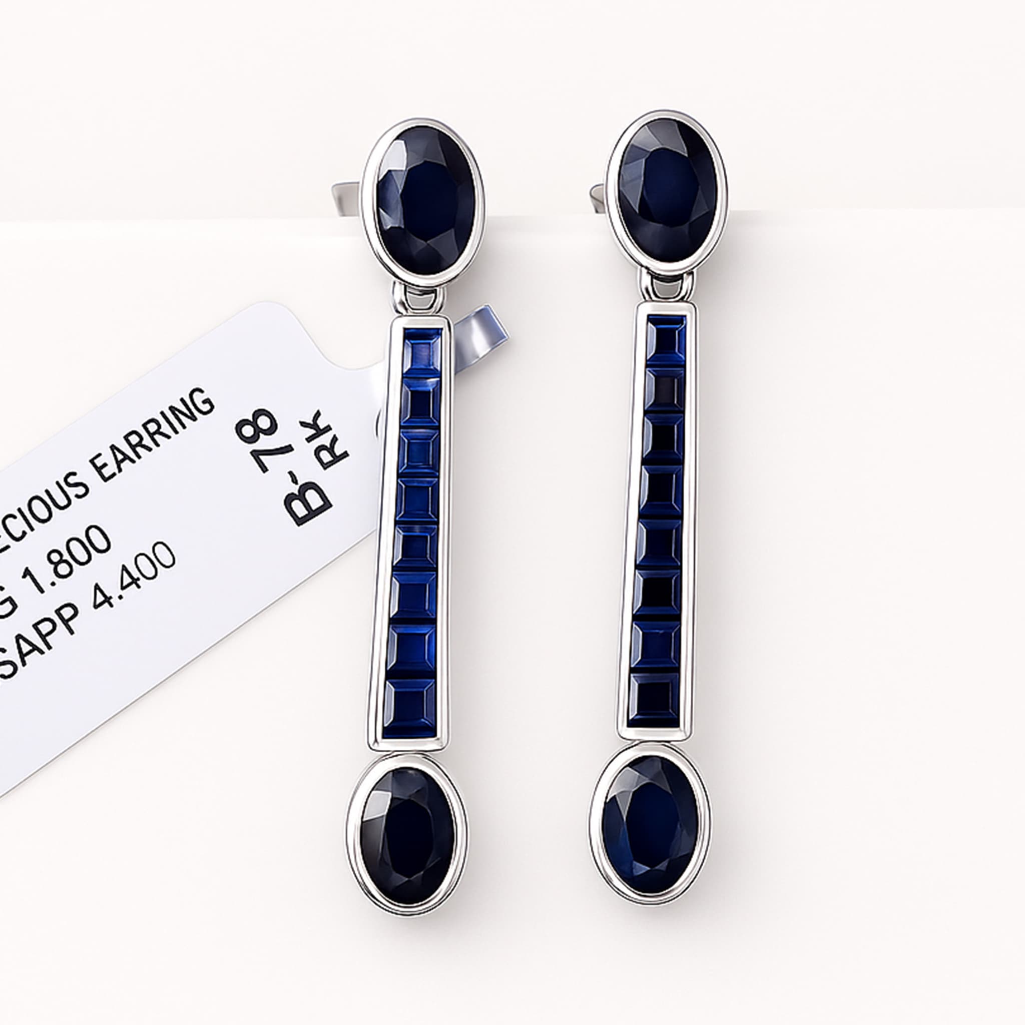 Royal Sapphire Linear Drop Earrings