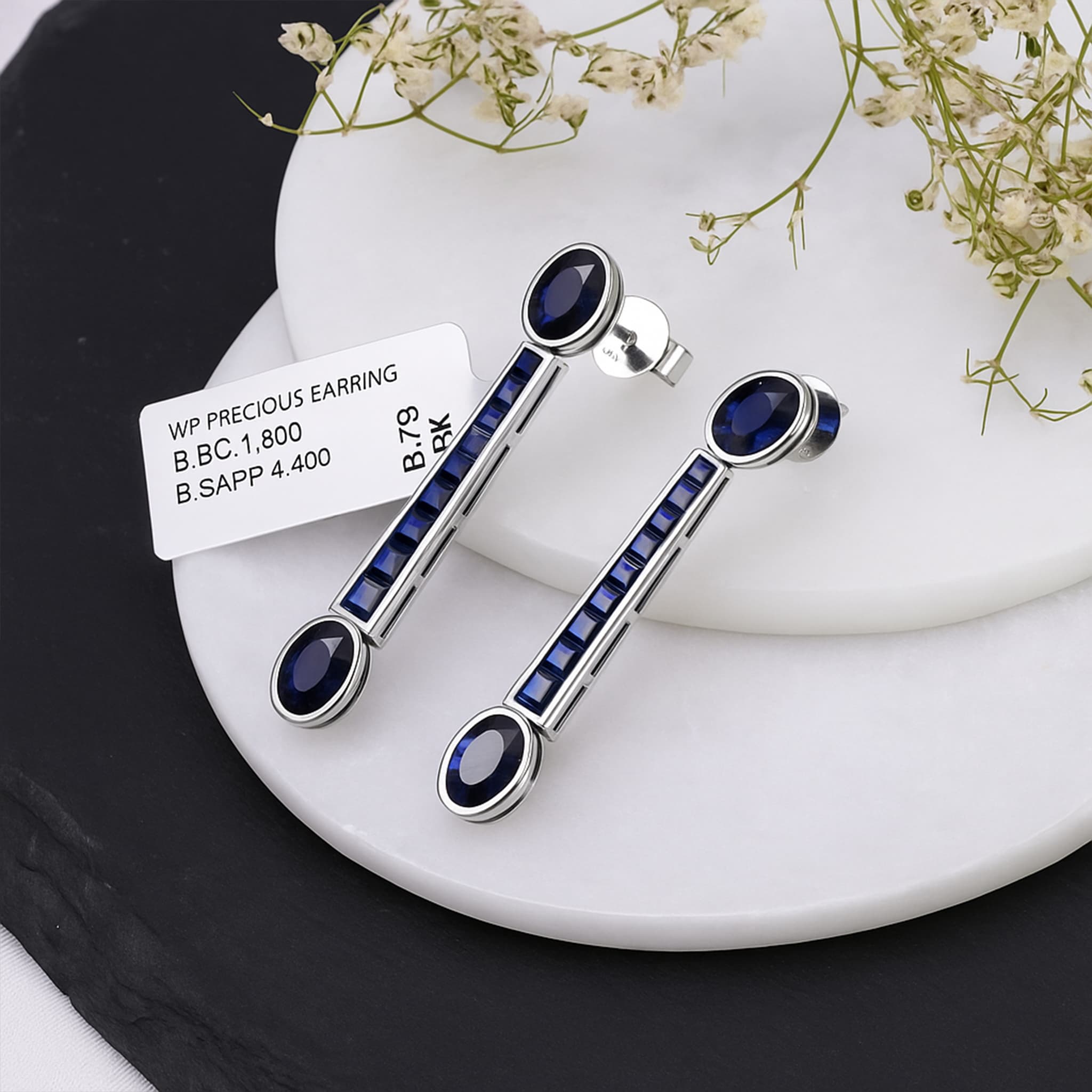 Royal Sapphire Linear Drop Earrings alternate view