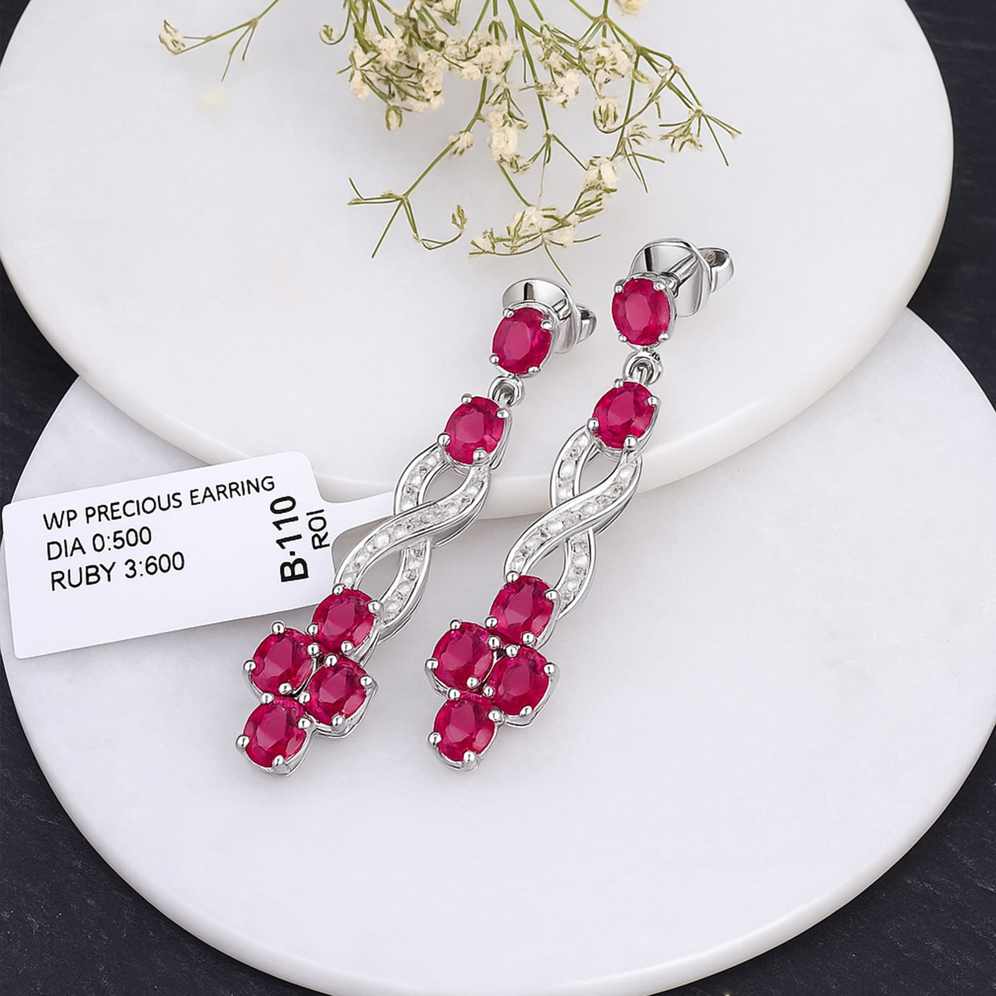 Infinity Ruby Floral Drop Earrings