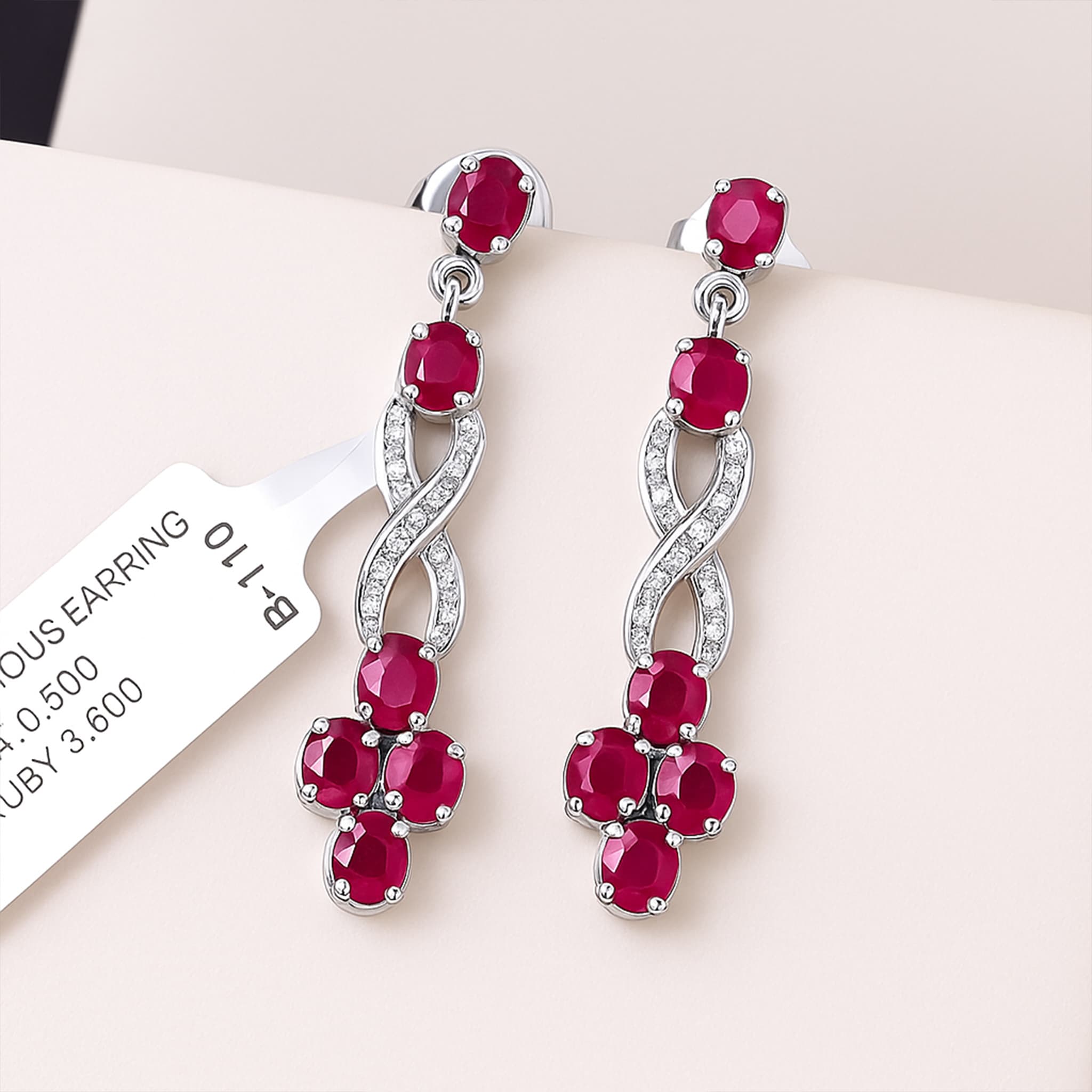 Infinity Ruby Floral Drop Earrings