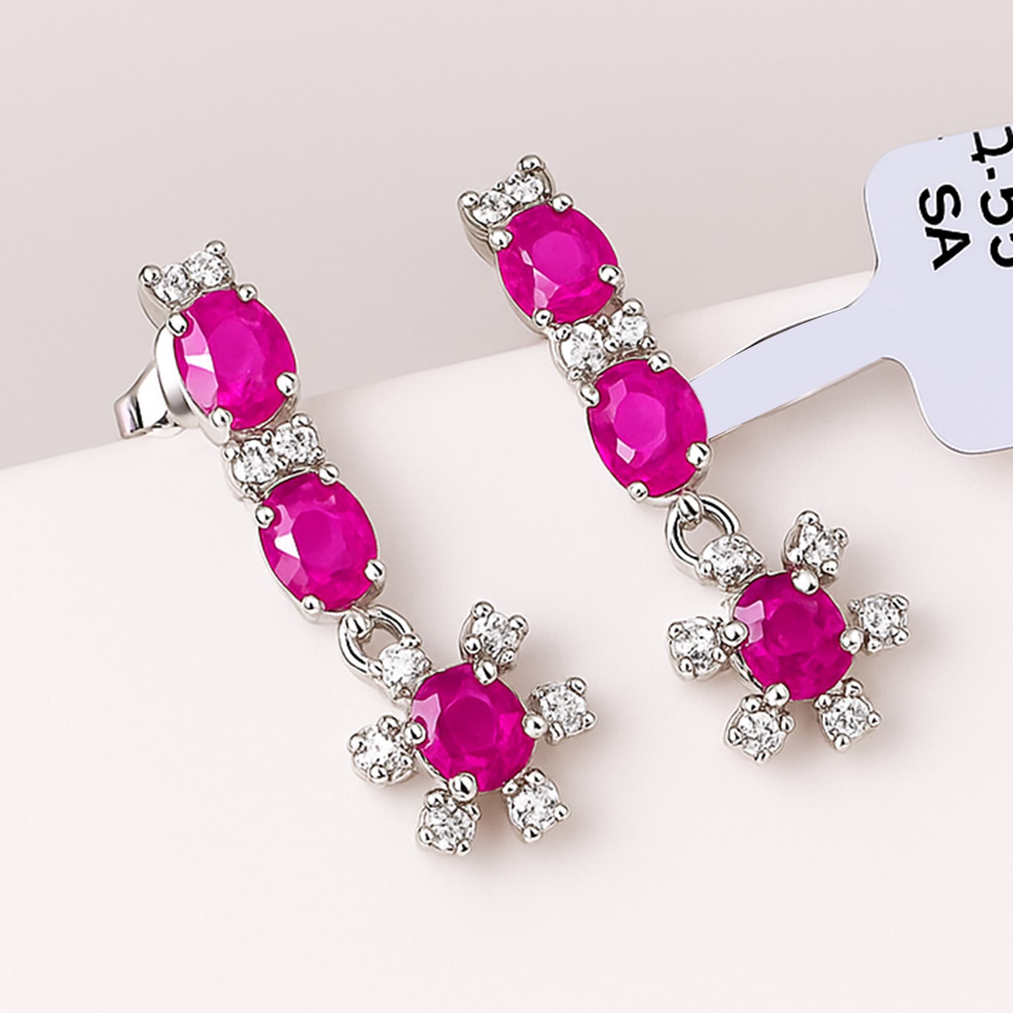 Ruby Blossom Diamond Accent Earrings