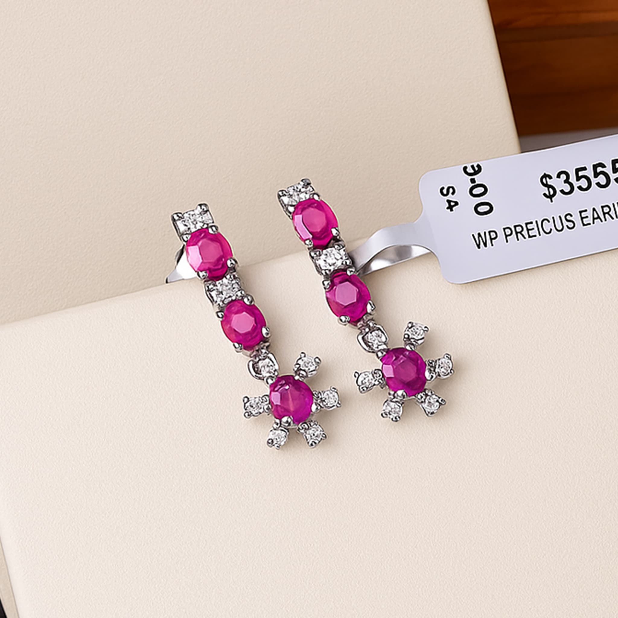 Ruby Blossom Diamond Accent Earrings alternate view