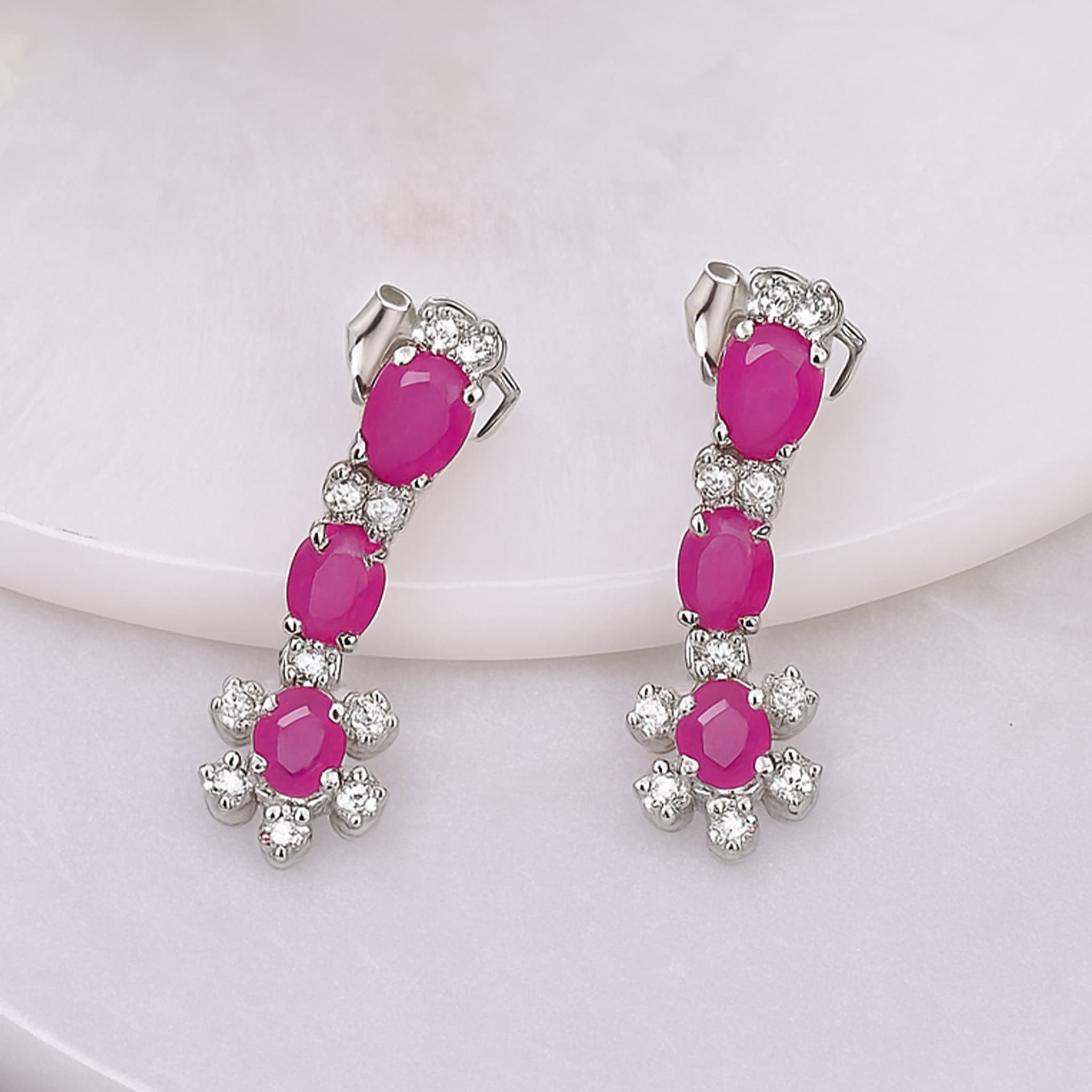 Ruby Blossom Diamond Accent Earrings