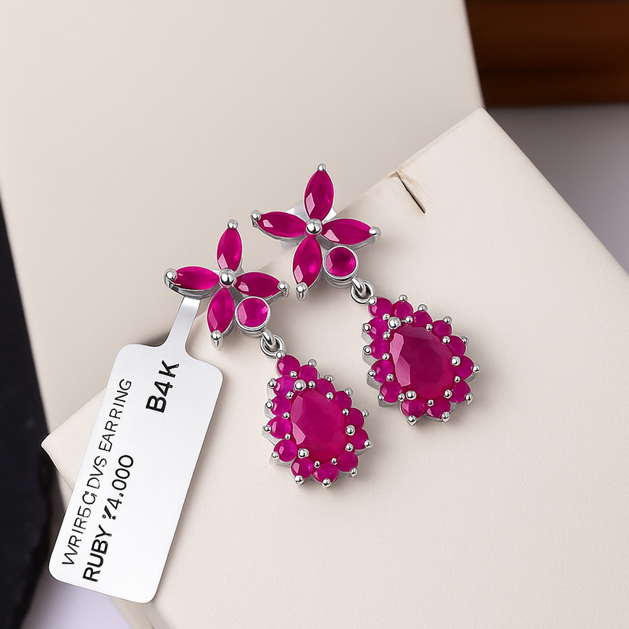 Ruby Floral Drop Earrings