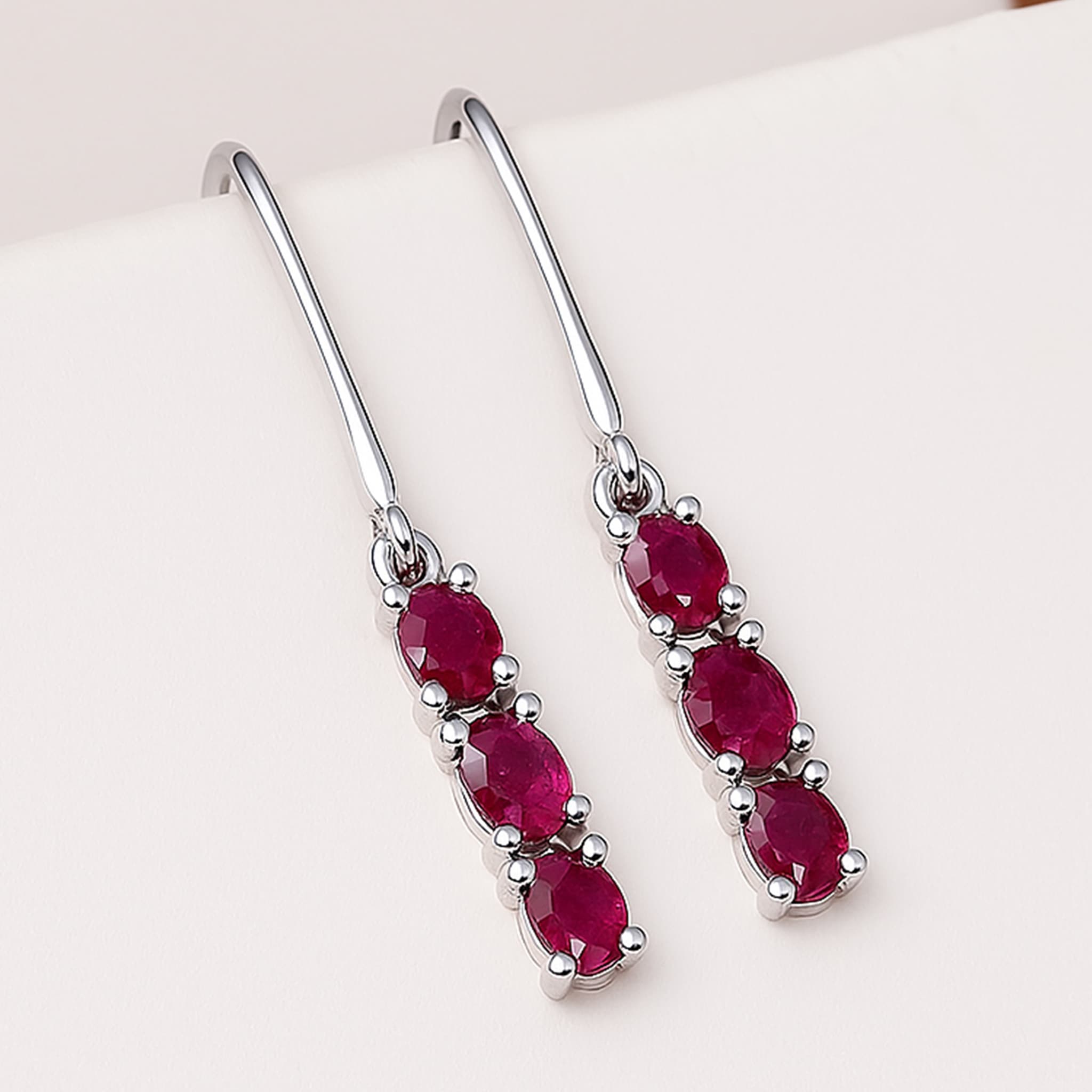 Minimal Ruby Bar Drop Earrings