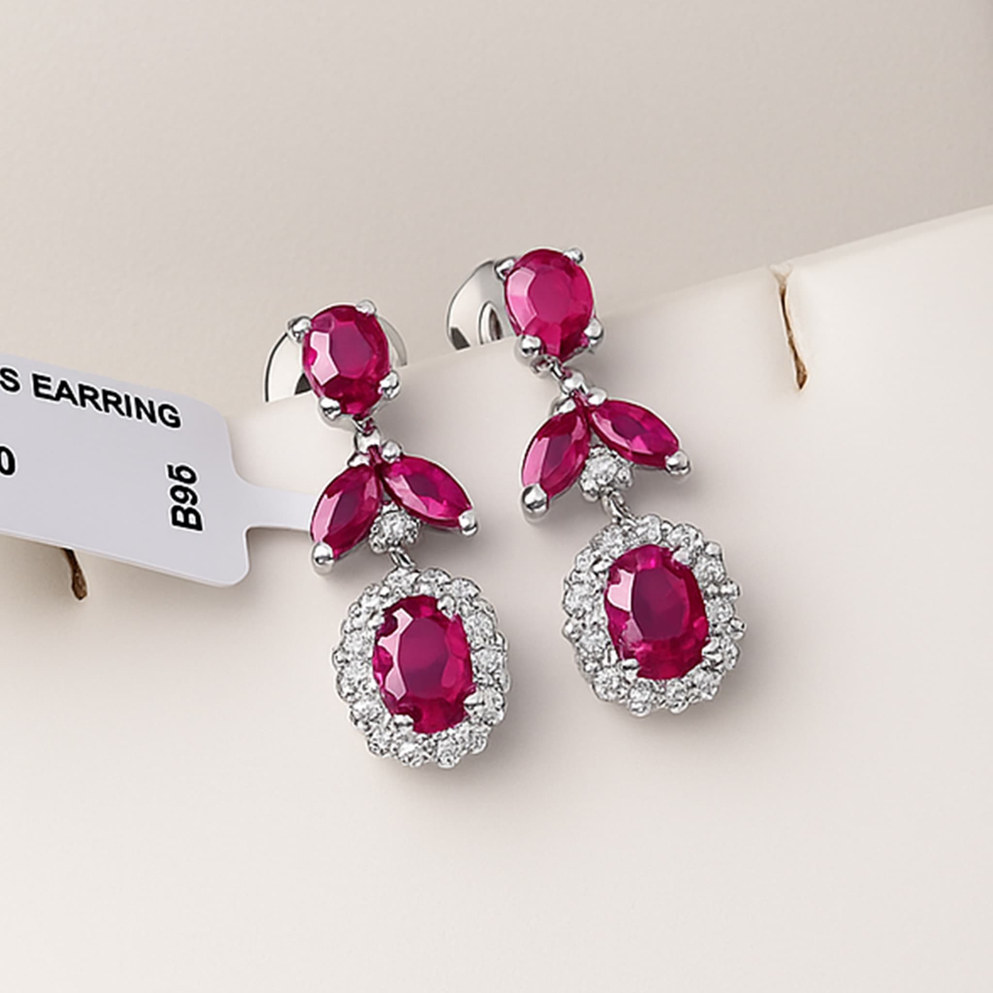 Ruby Halo Floral Drop Earrings alternate view