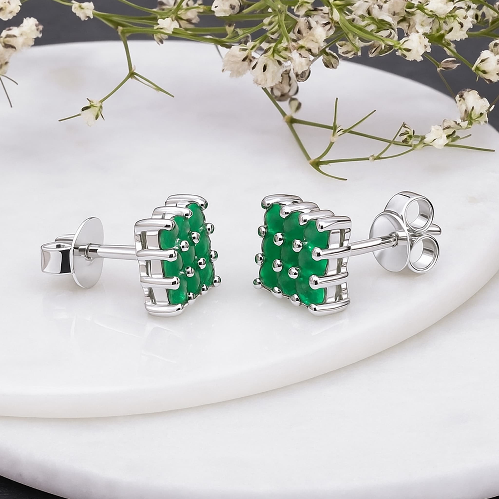 Emerald Cluster Stud Earrings alternate view