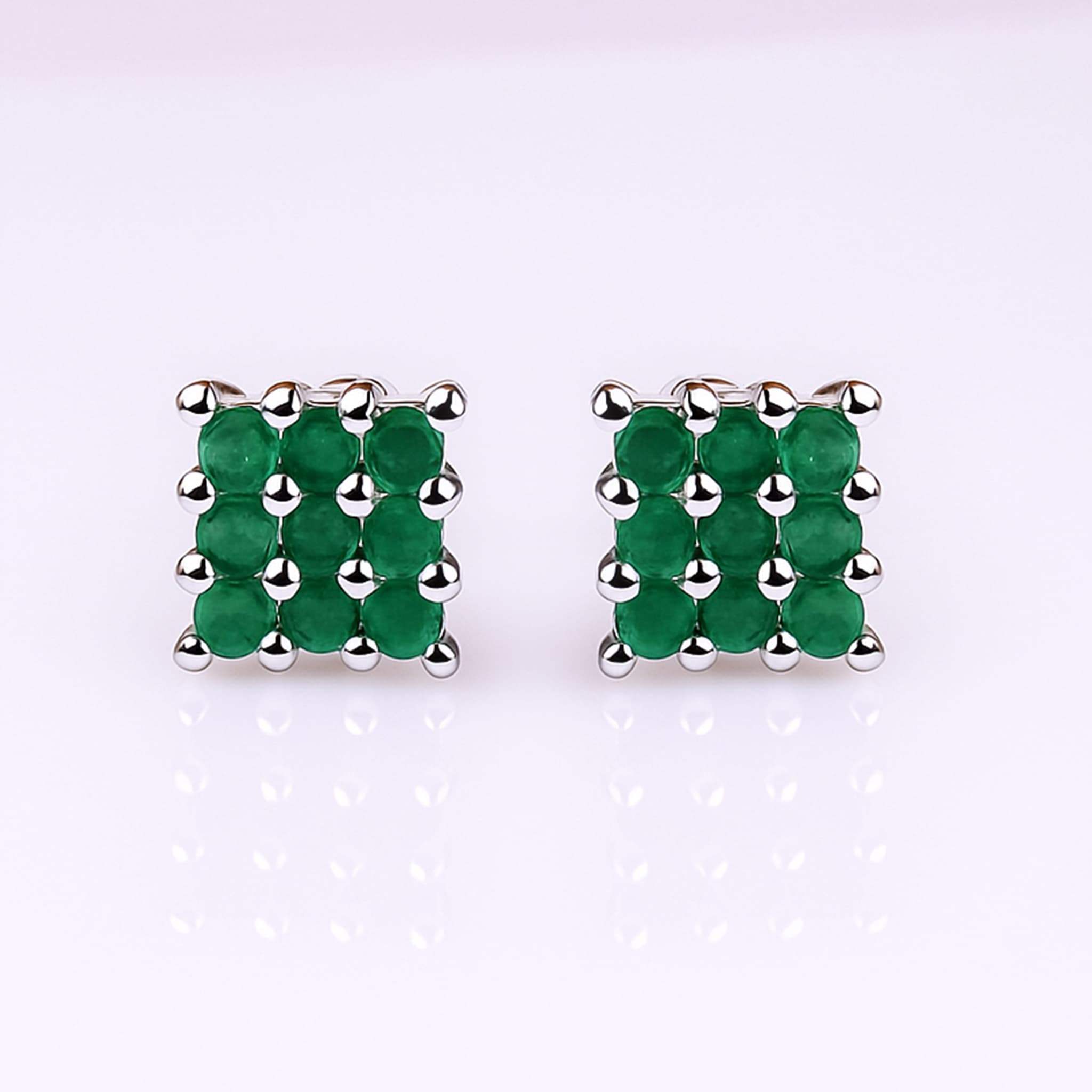 Emerald Cluster Stud Earrings