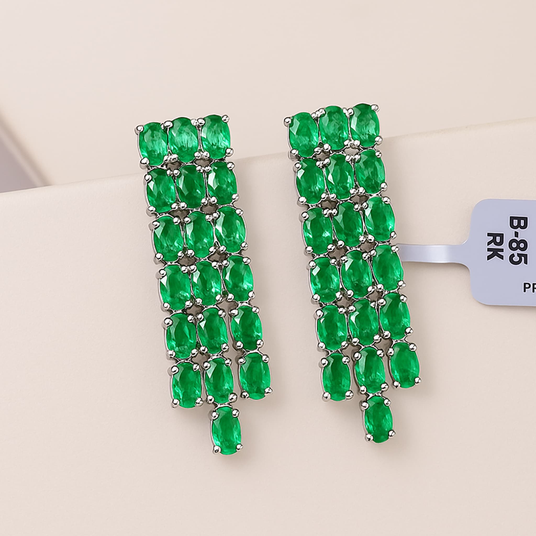 Emerald Waterfall Statement Earrings alternate view