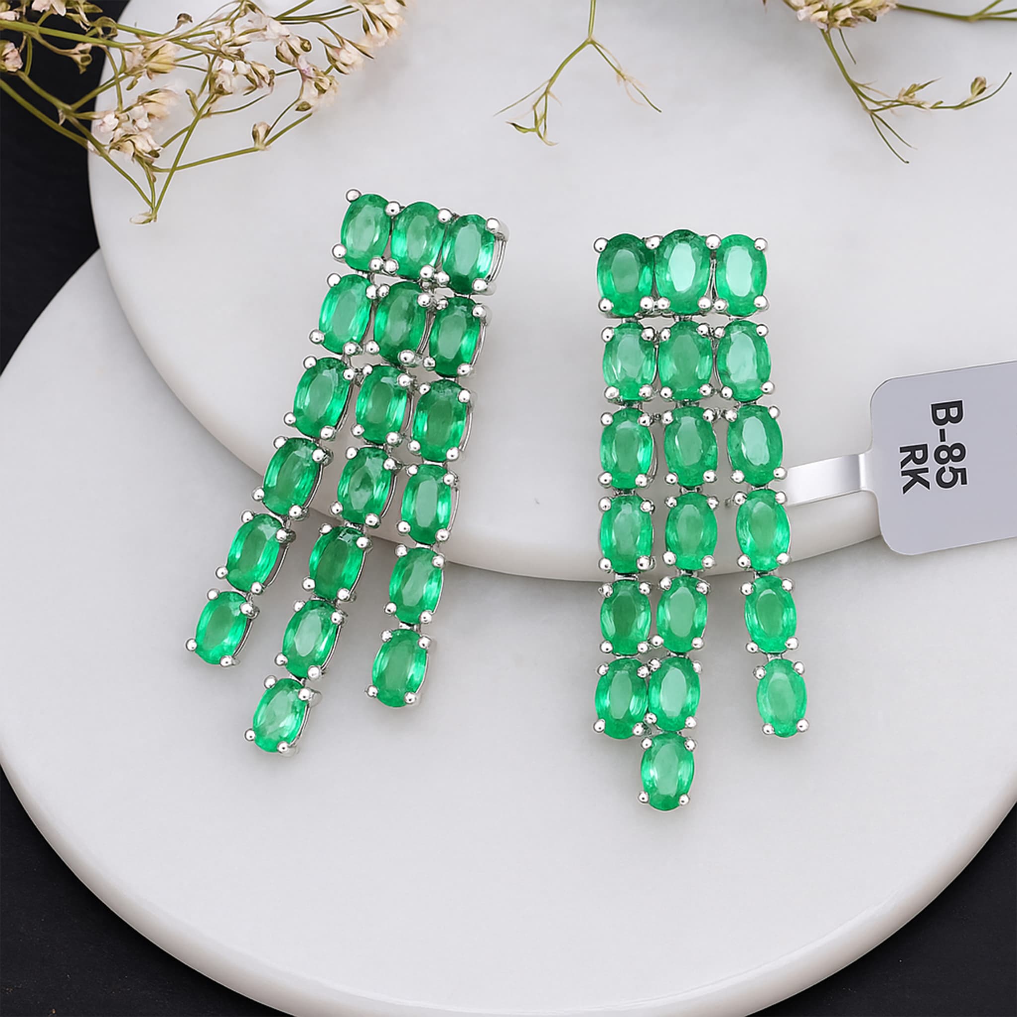 Emerald Waterfall Statement Earrings