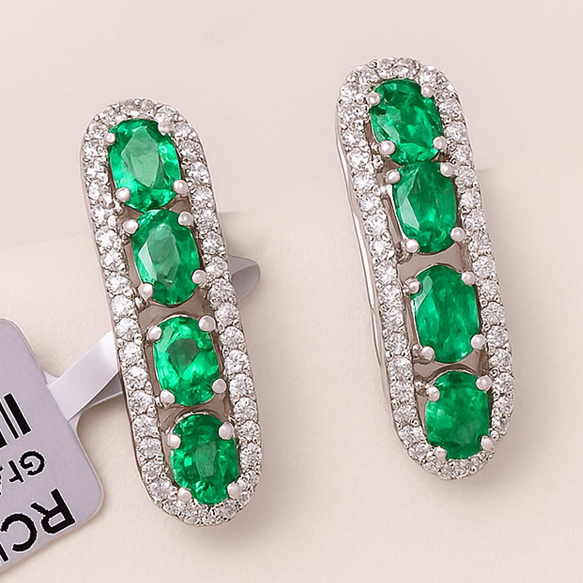 Emerald Diamond Curve Stud Earrings