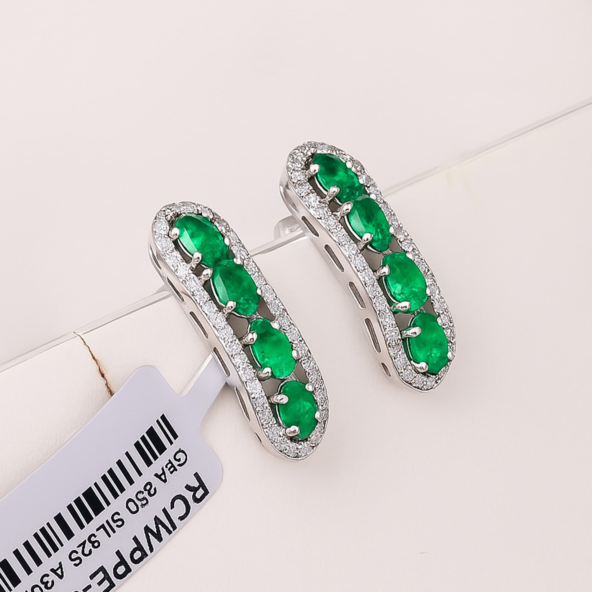 Emerald Diamond Curve Stud Earrings alternate view