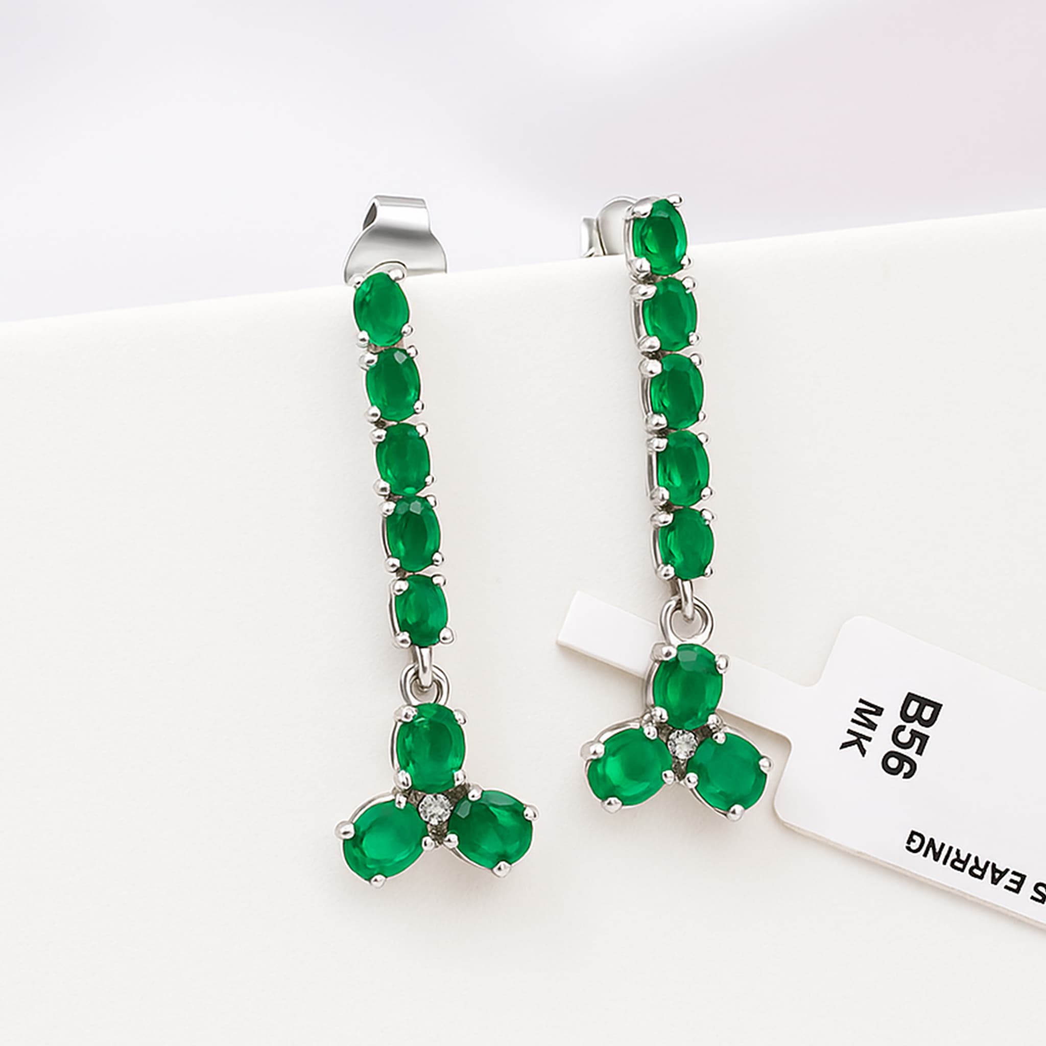Emerald Floral Drop Earrings alternate view